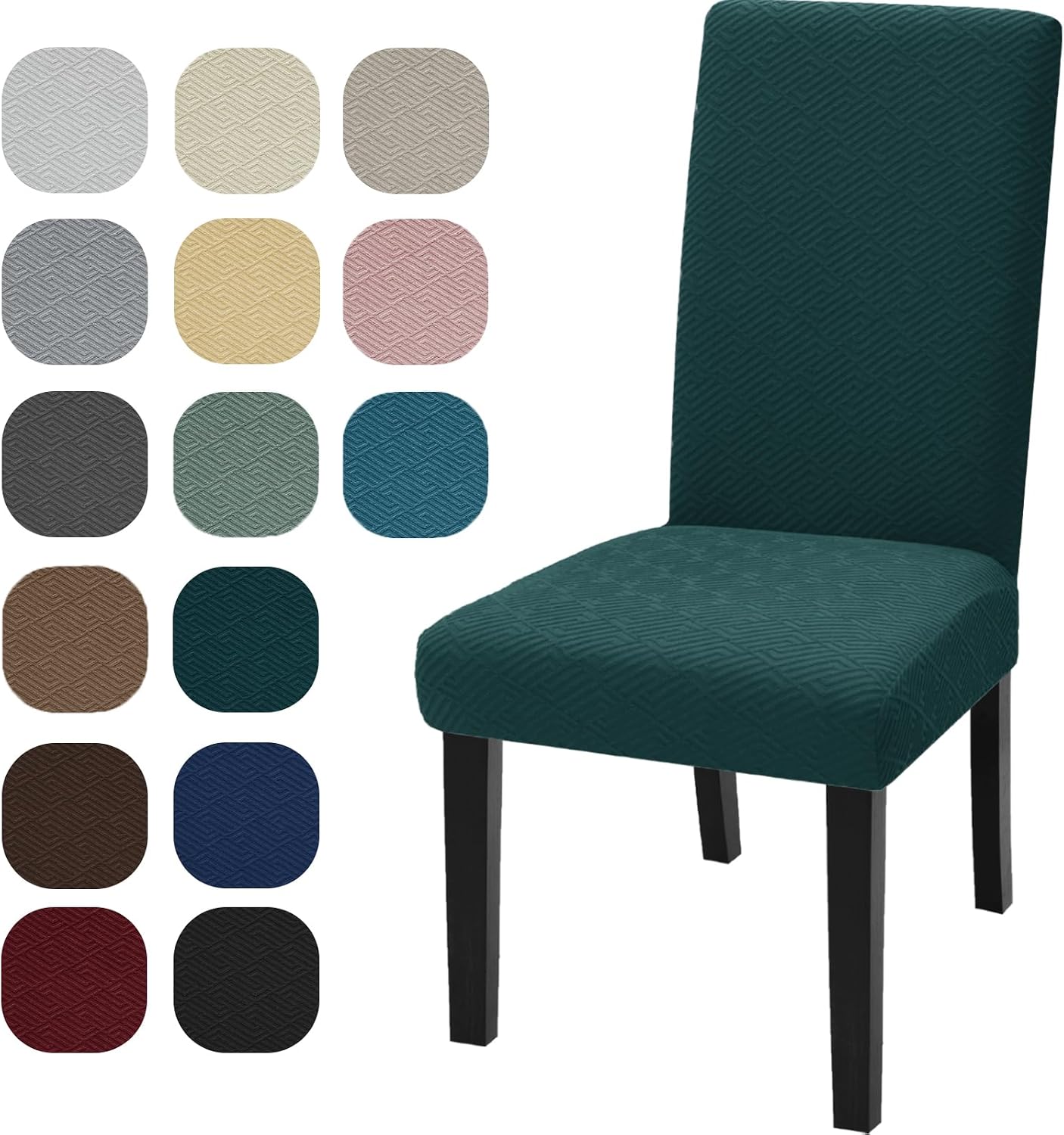 Detalle de YSTELLAA Housse De Chaise 6 Pièces Vert Foncé