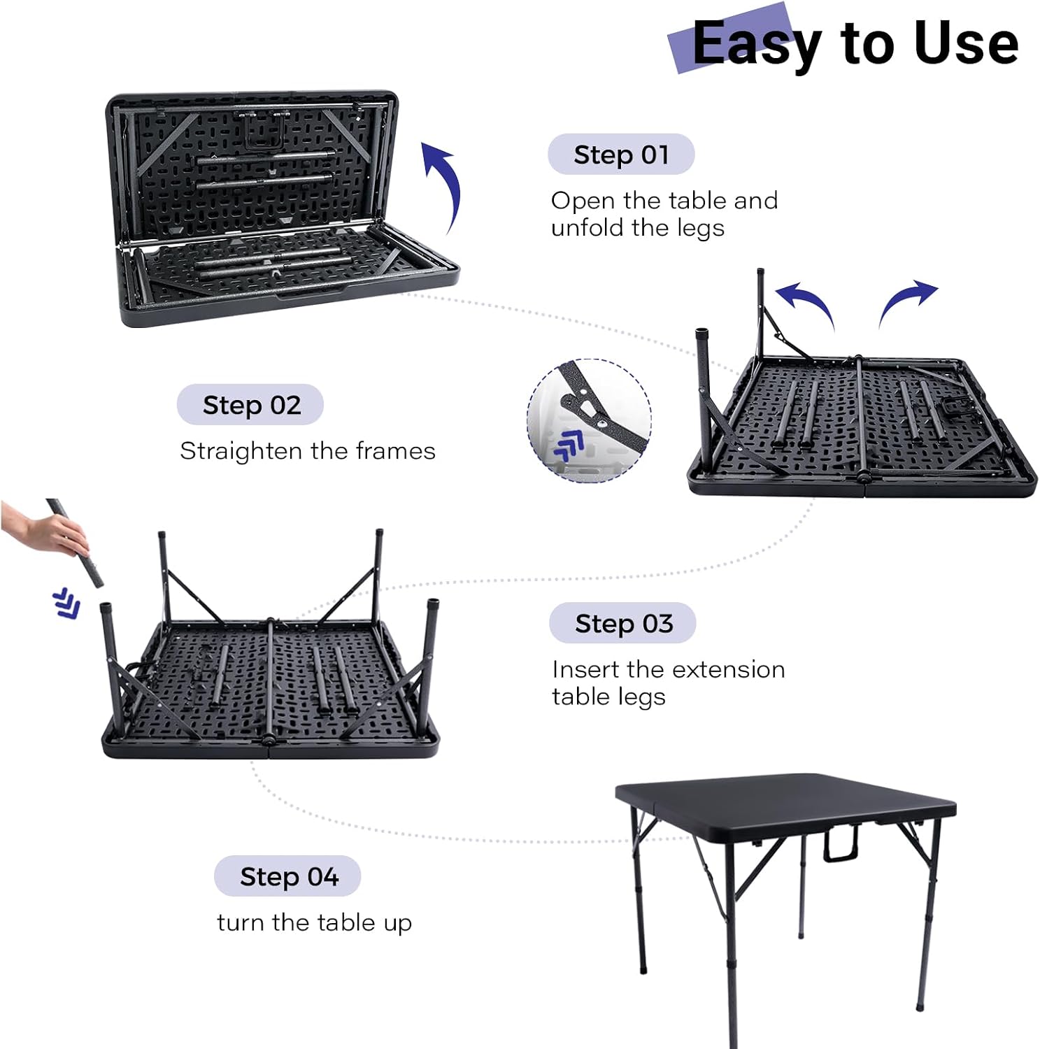 Thumbnail 4 de Byliable 34IN-CT-02 34-Inch Square Folding Table with HDPE Top