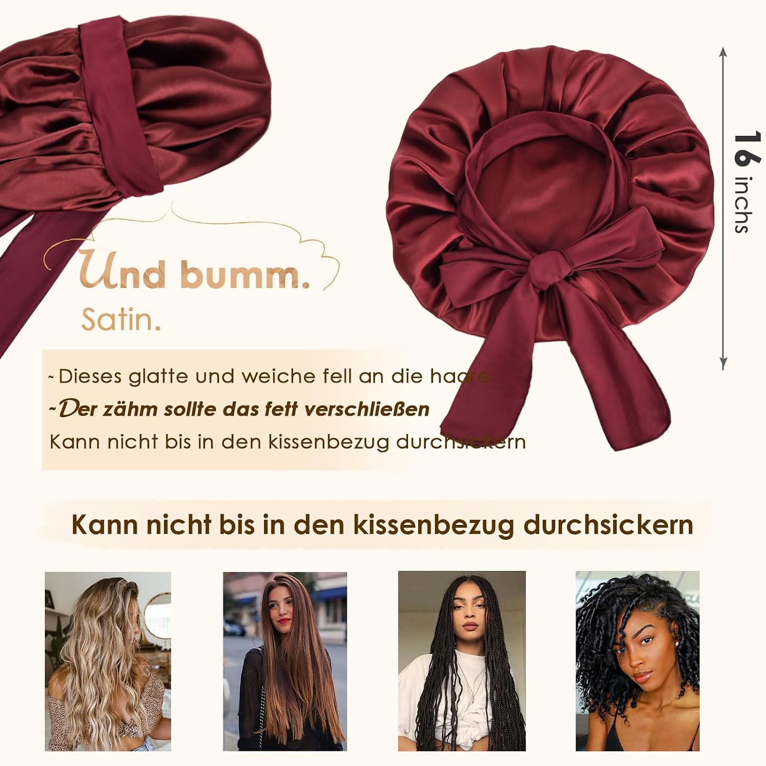 Thumbnail 1 de YANIBEST Satin Schlafhaube für Damen – Doppellagige Schlafmütze mit verstellbarem Band