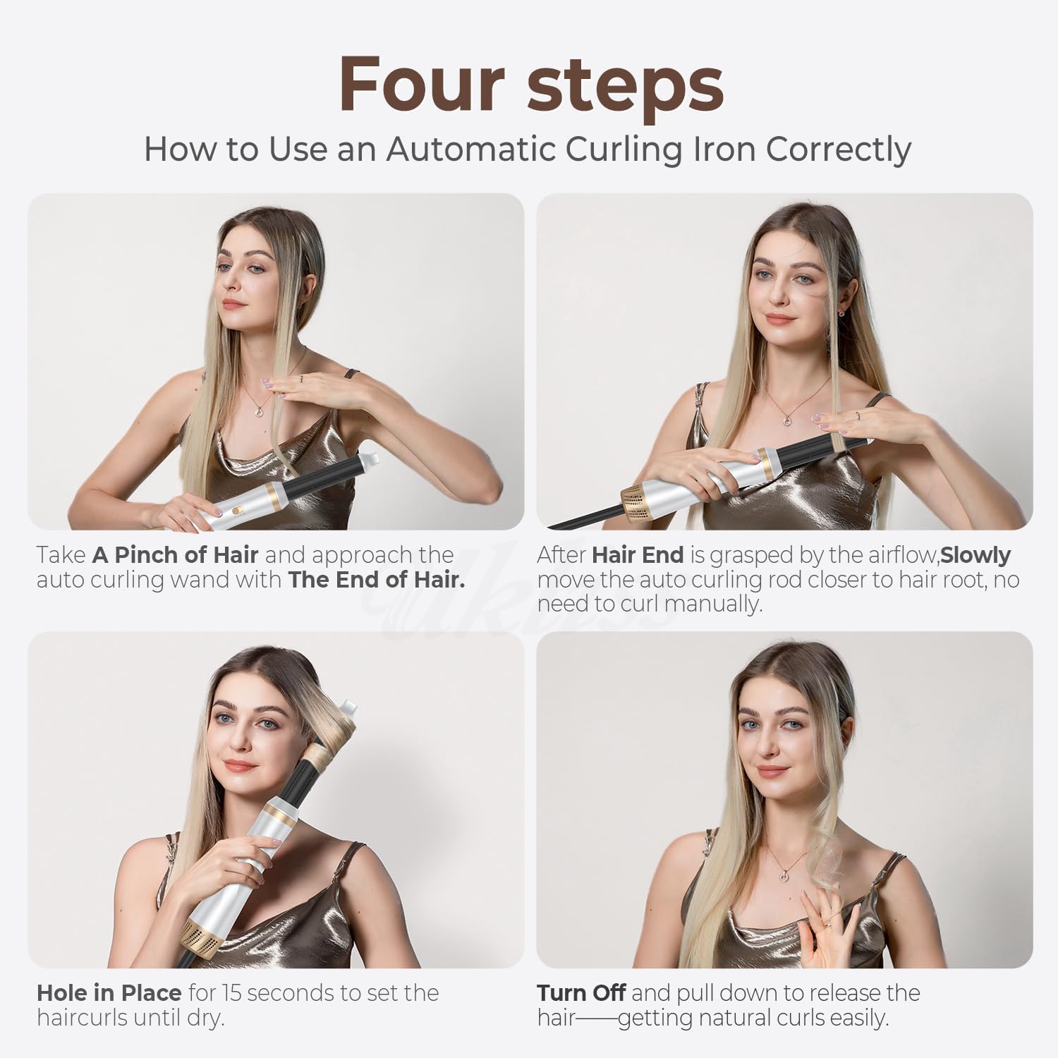 Detalle de Hairstyler Set, 5 in 1 Air Styler – Negativionen-Haartrockner mit Lockenstab und Aufsätzen