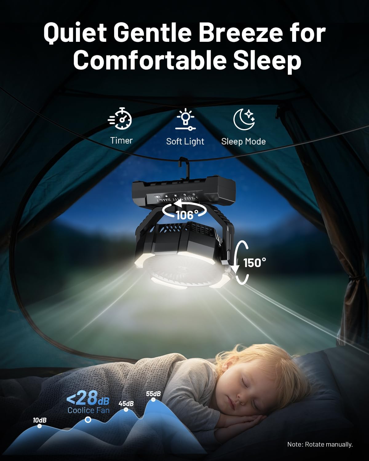 Detalle 2 de Misting Fan: Portable Camping Fan with 9oz Water Tank and 24000mAh Battery