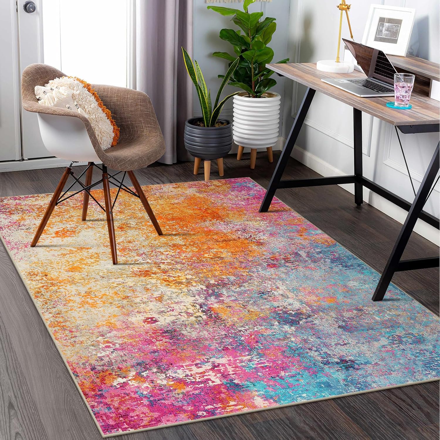 Thumbnail 6 de Lahome Abstract Area Rug 5x7 Low Pile