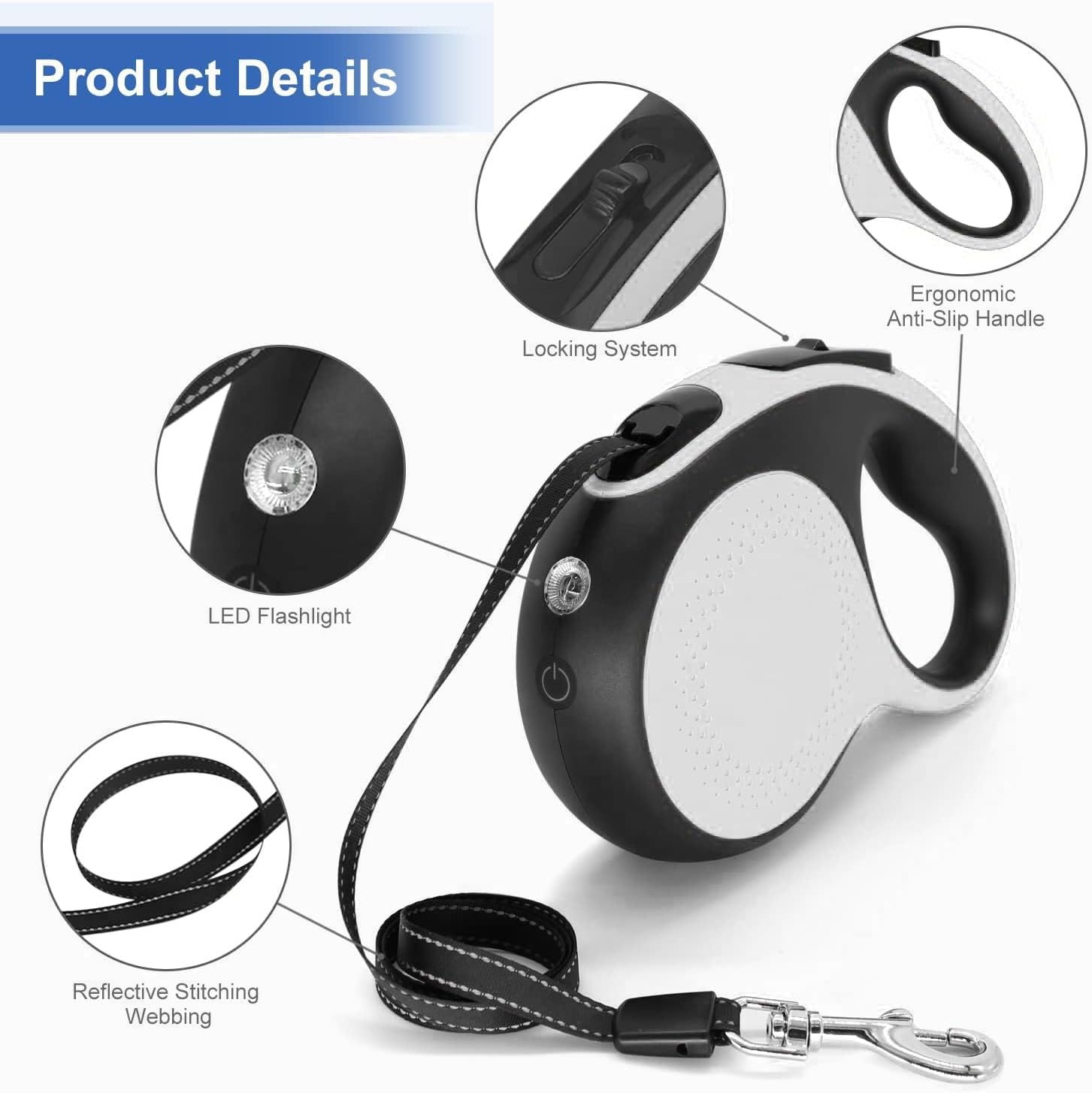Detalle 2 de Extendable Dog Lead with LED Light 5M