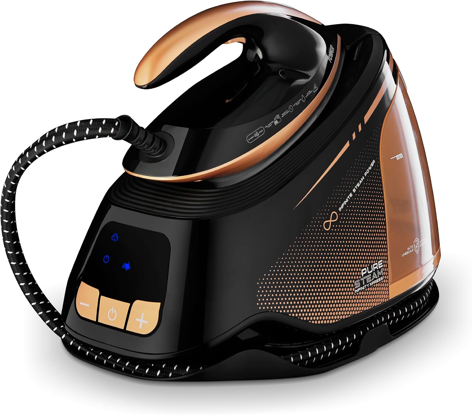 Detalle de Tower PureSteam Infinity Xpress T22030GLD 8 Bar Steam Generator Iron (Ceraglide NanoElite Soleplate, 1.5L Dual Tank)