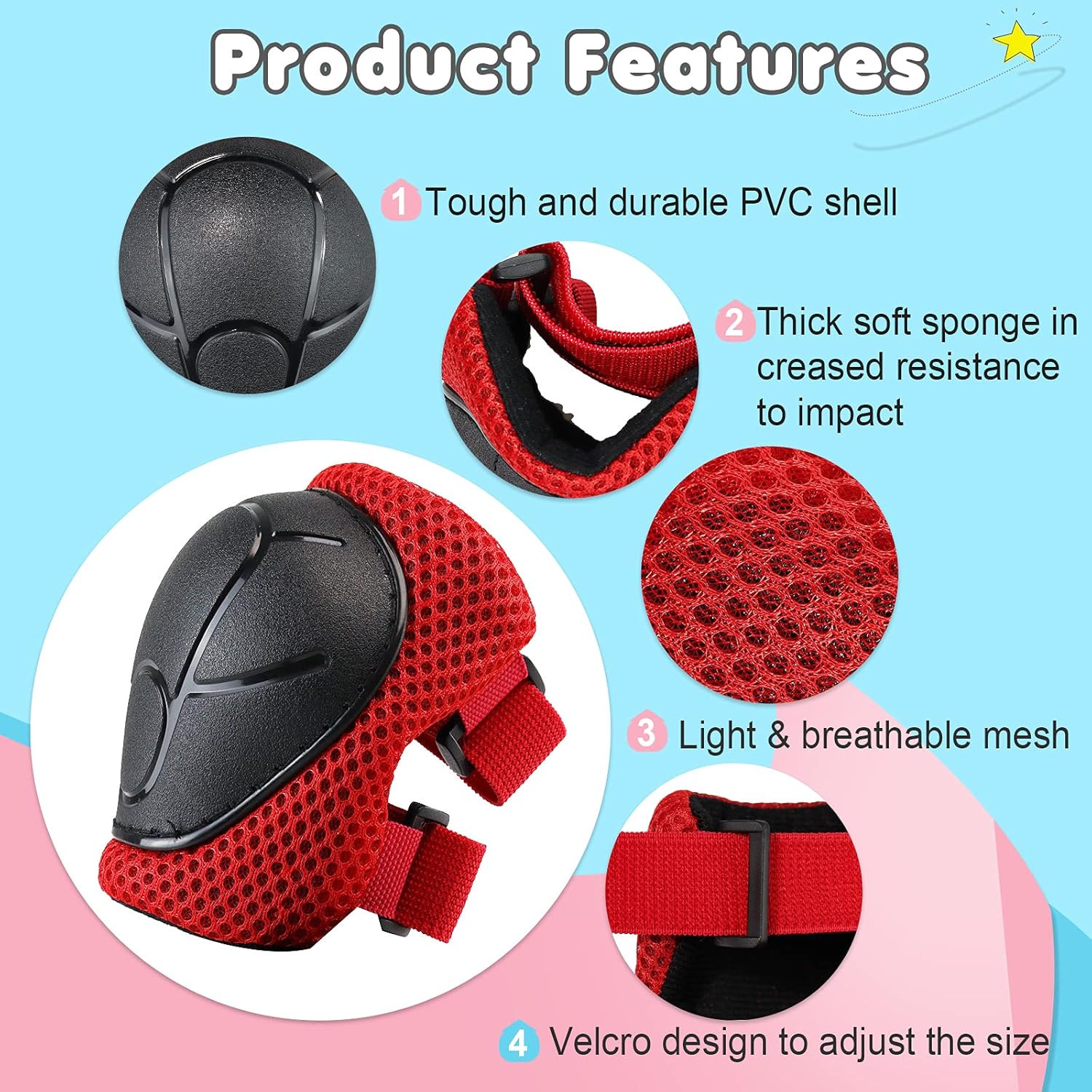 Thumbnail 4 de BURSUN Adjustable Kids Helmet with Protective Gear Set (36–54 cm) for 3–8 Year Olds