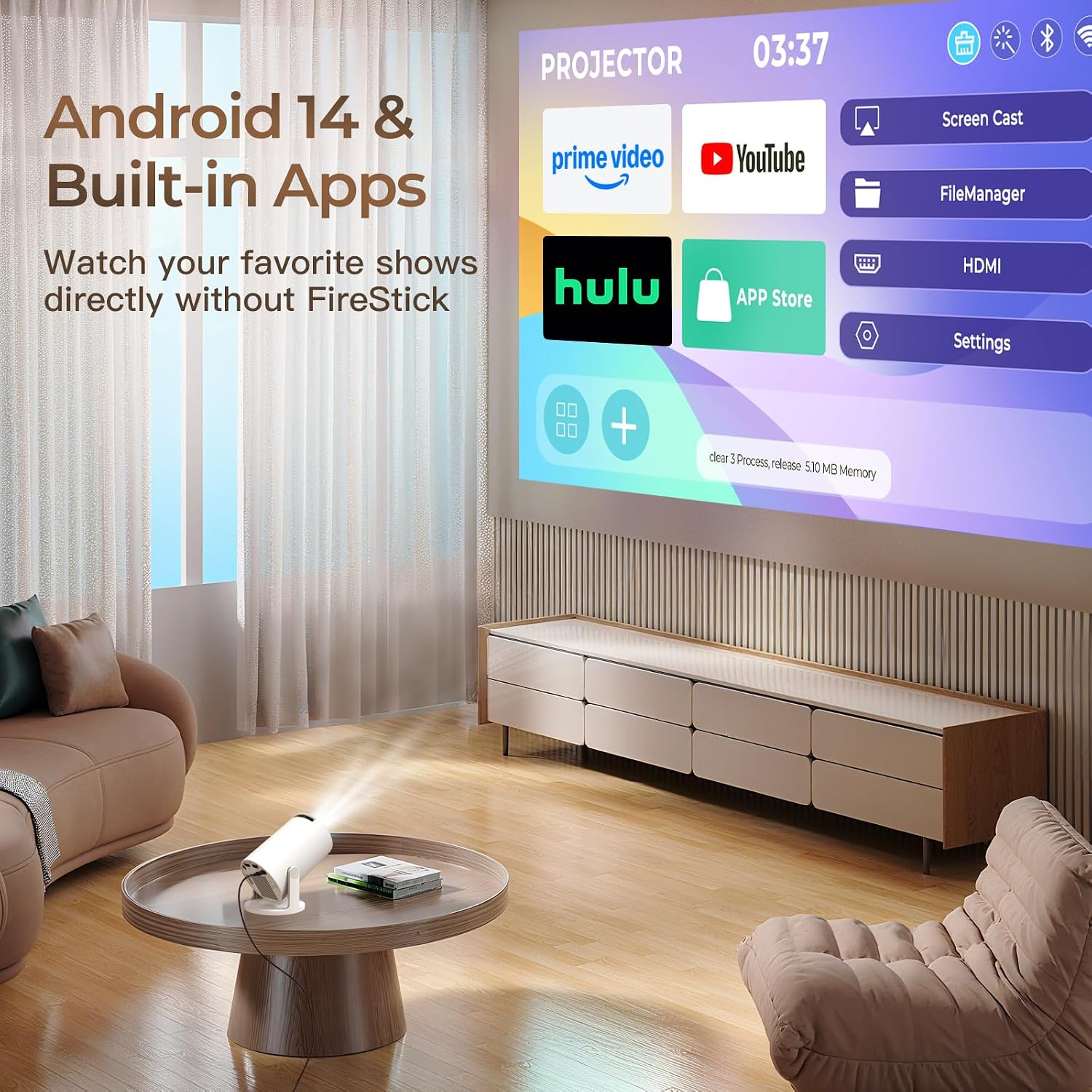 Thumbnail 1 de WEMI Mini Projector: A compact Android TV cinema with Wi‑Fi 6 and 4K support