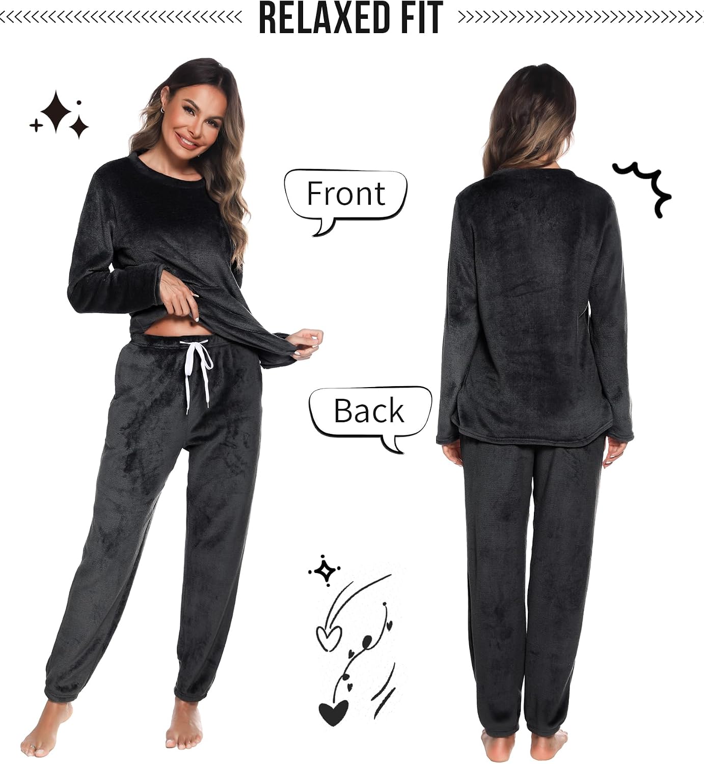 Detalle 2 de Lovasy Pyjama en Polaire femme, ensemble chaud avec poches ⚙
