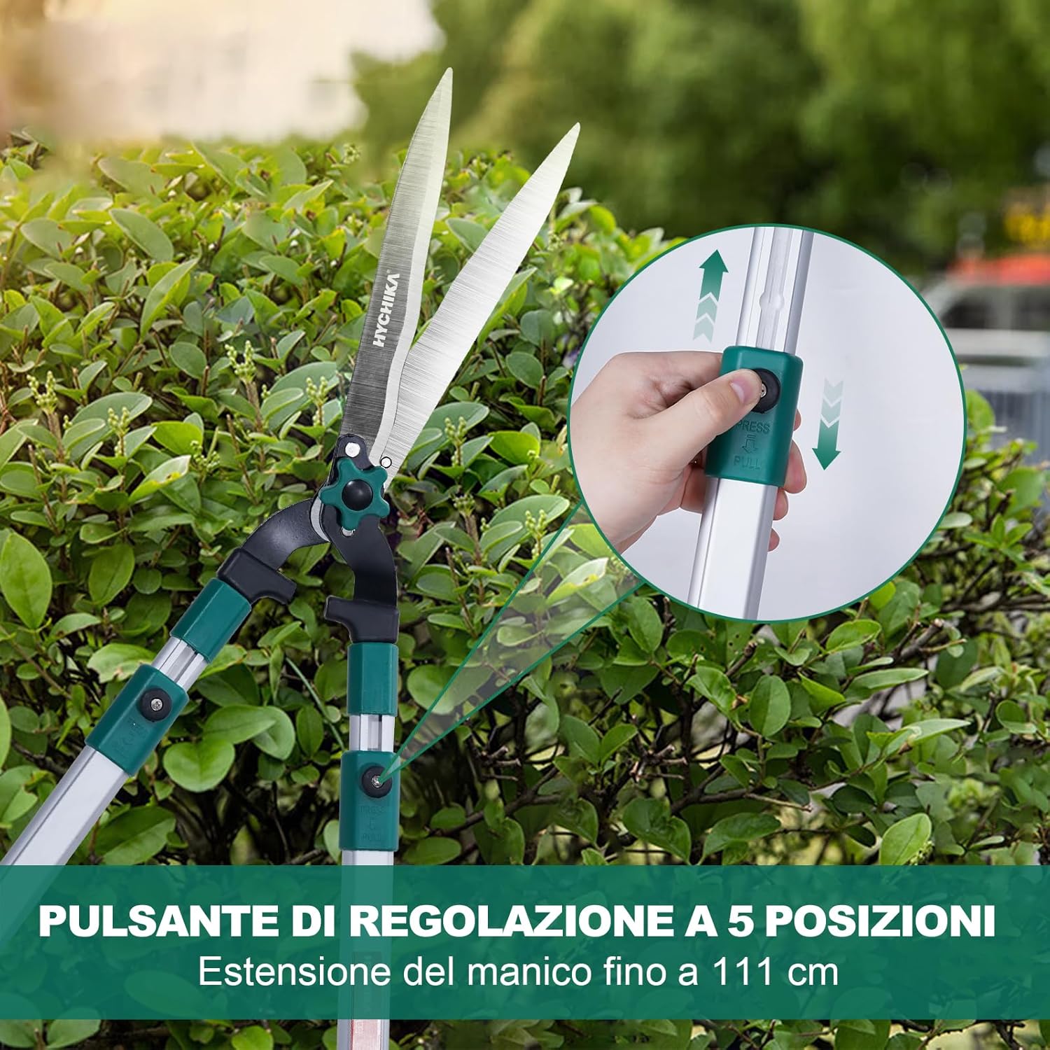 Thumbnail 2 de HYCHIKA Tagliasiepi telescopico 111 cm con lame in acciaio temprato da 214 mm