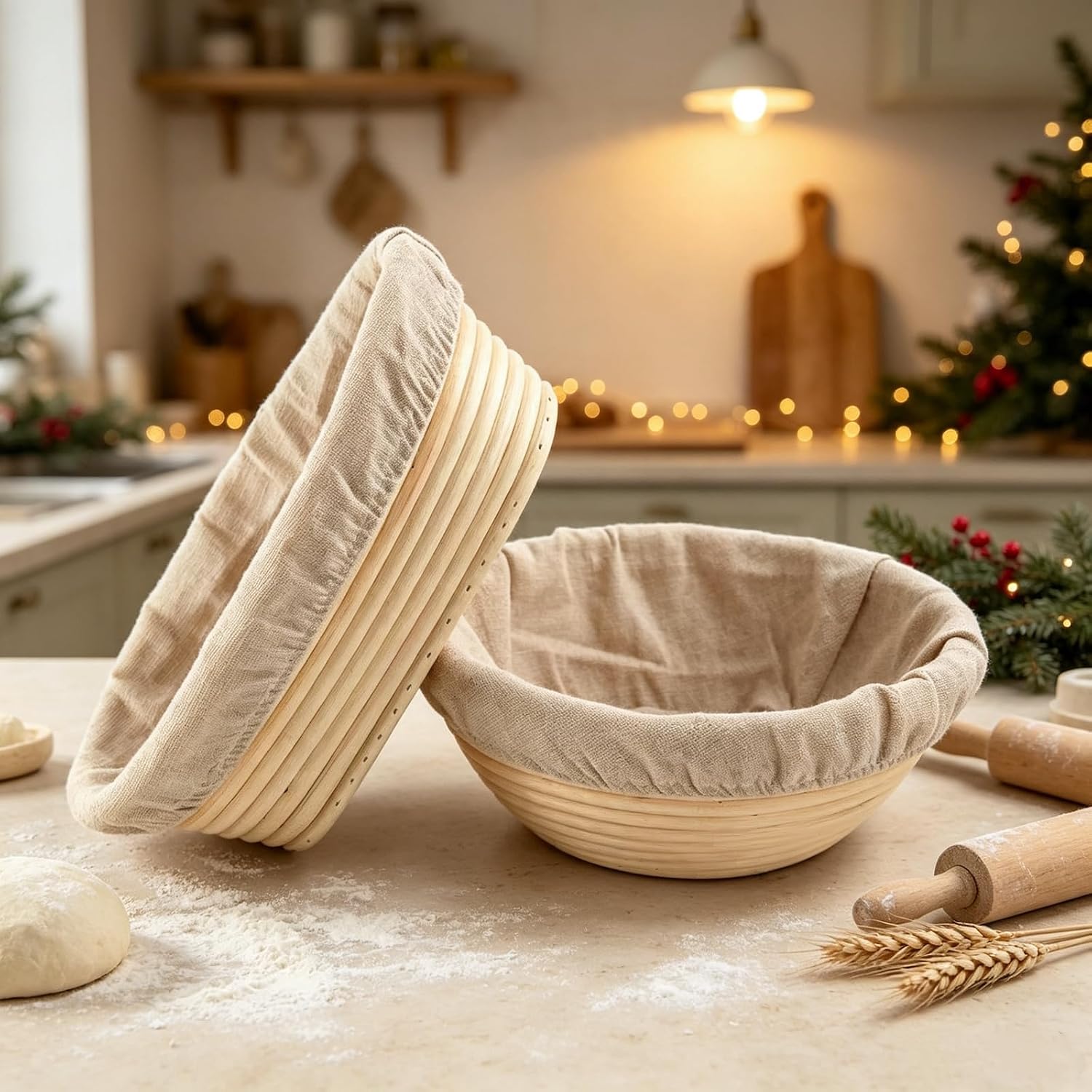Detalle 2 de Jeensley BPBSET-002 broodmandenset van Indonesisch rotan, rond en ovaal