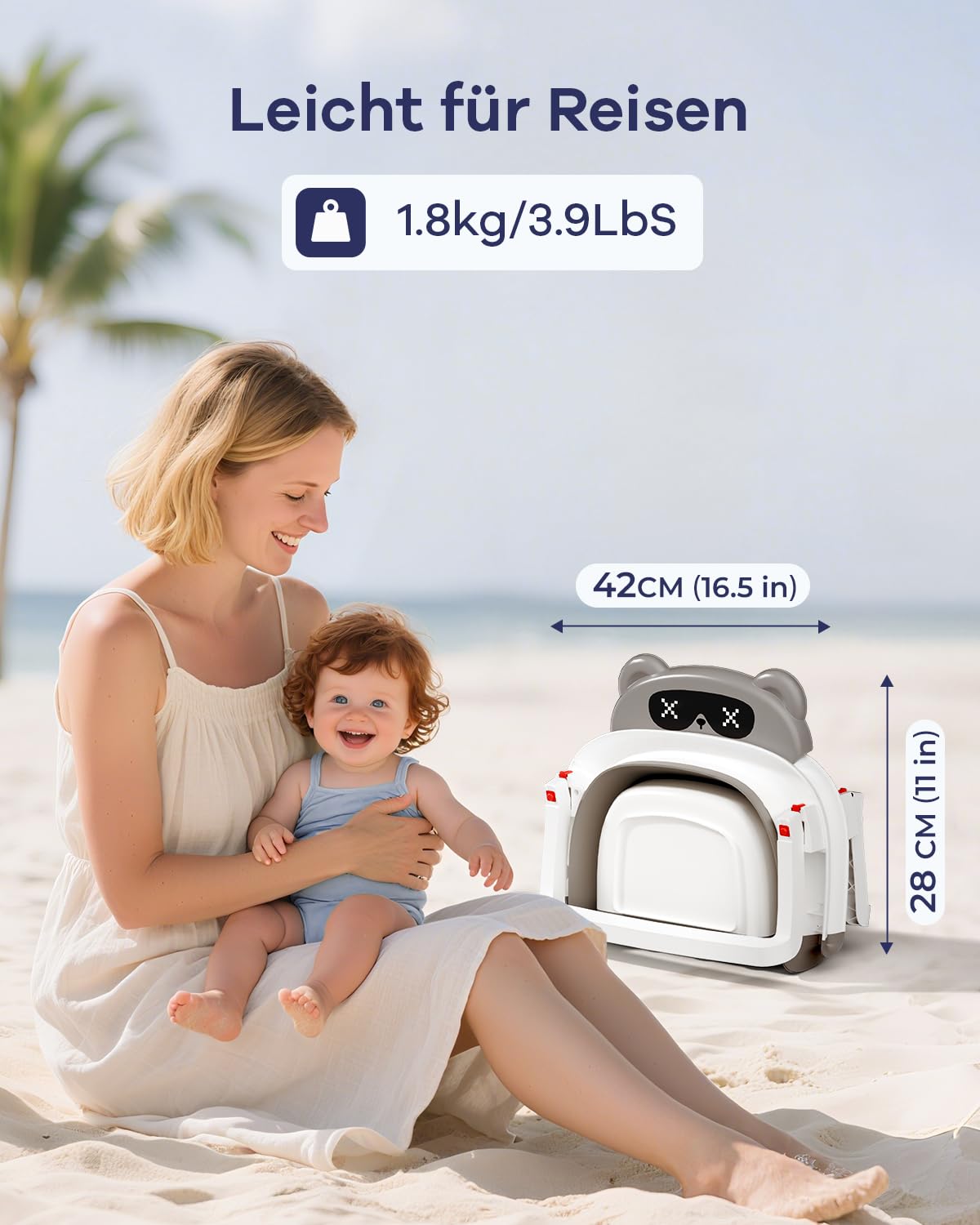 Thumbnail 6 de COOSEYA Baby-Badewanne mit Gestell für 0–18 Monate (faltbar, Drainage-Ventil, Bär-Design)