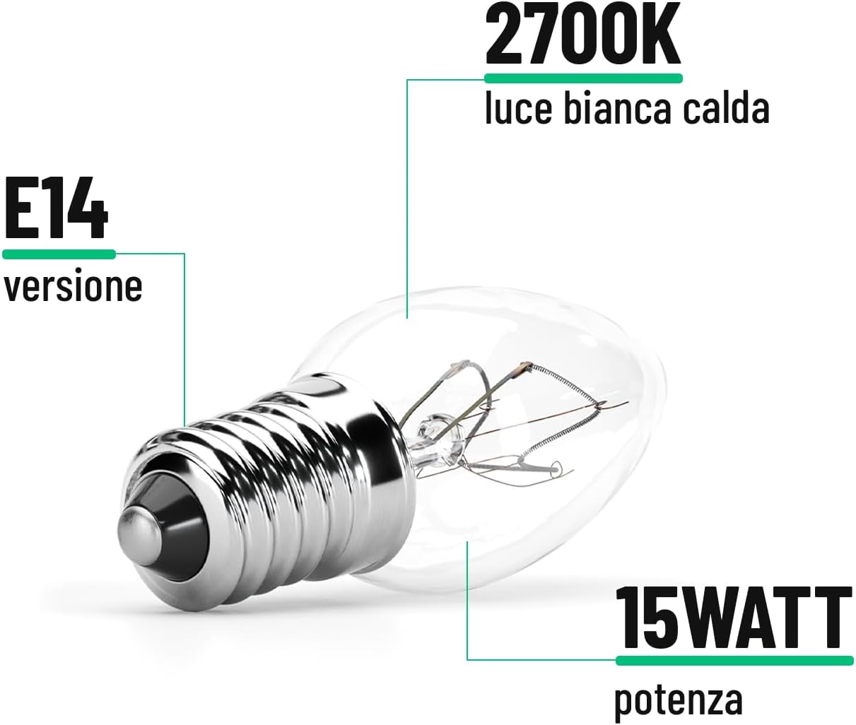 Thumbnail 3 de Greate 2 lampadine E14 7W per lampada di sale – 40 lumen, 2700 K, 1000 ore