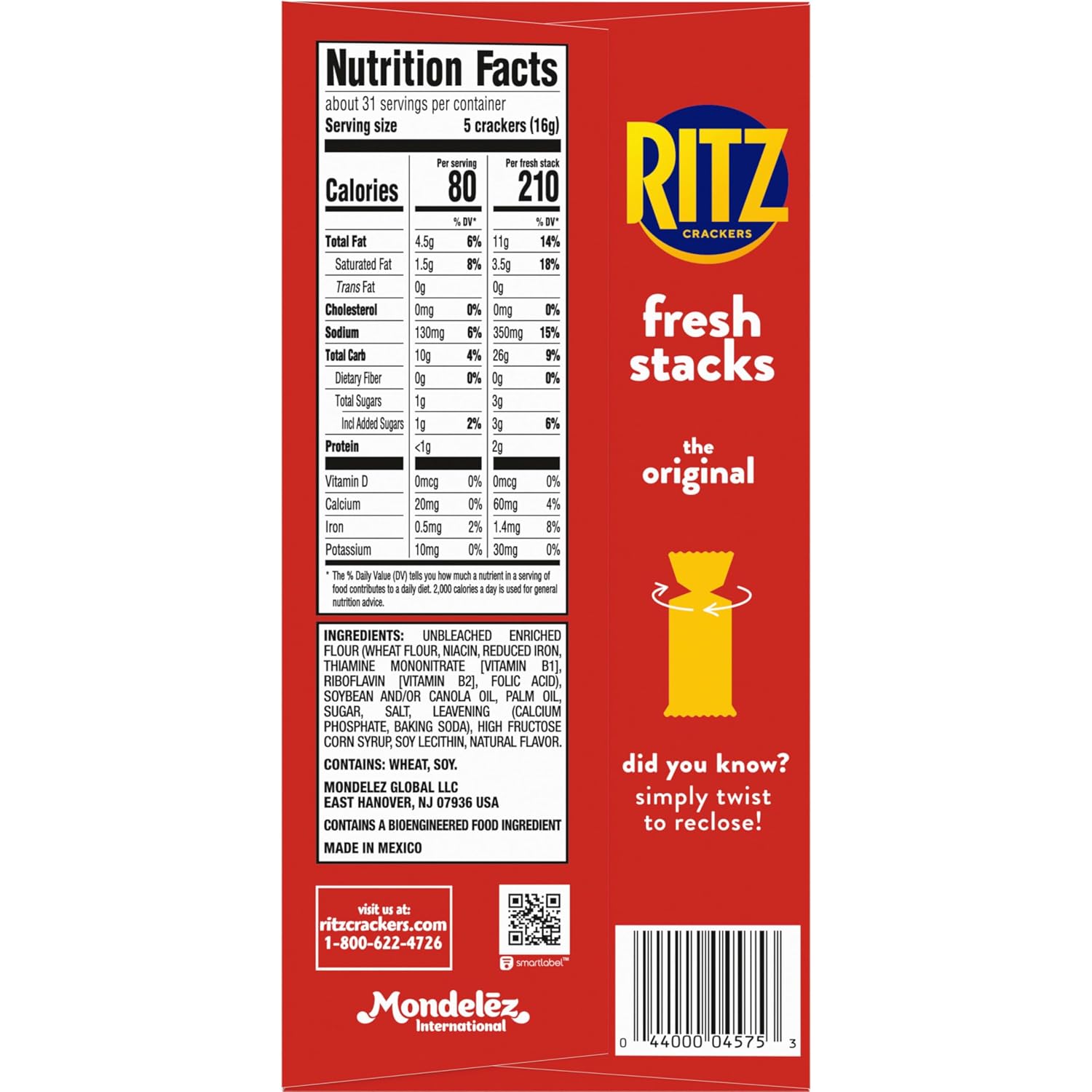 Detalle de RITZ 10044000045750 Fresh Stacks Original Crackers, 72 Individually Wrapped Packs