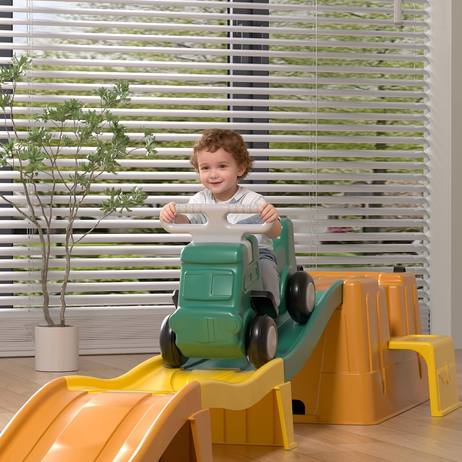 Thumbnail 6 de HAPPYMATY Up & Down Roller Coaster: Kids Ride On Toy with Built-In Track and Storage
