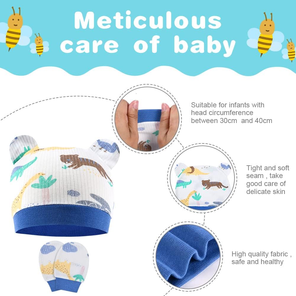 Thumbnail 4 de Ensemble bonnets de naissance et moufles de protection Aolso en coton (0-6 mois), unisexe, blanc