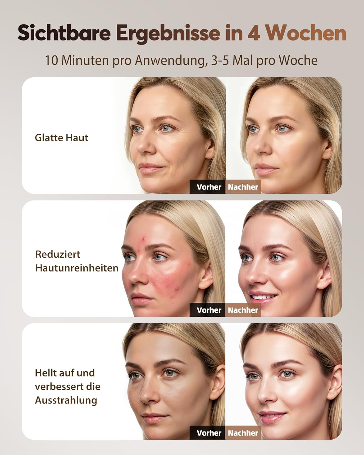 Detalle 2 de XSSNVV LED Maske – Kabellose Lichttherapie mit 4 Modi für Hautpflege und Anti-Aging