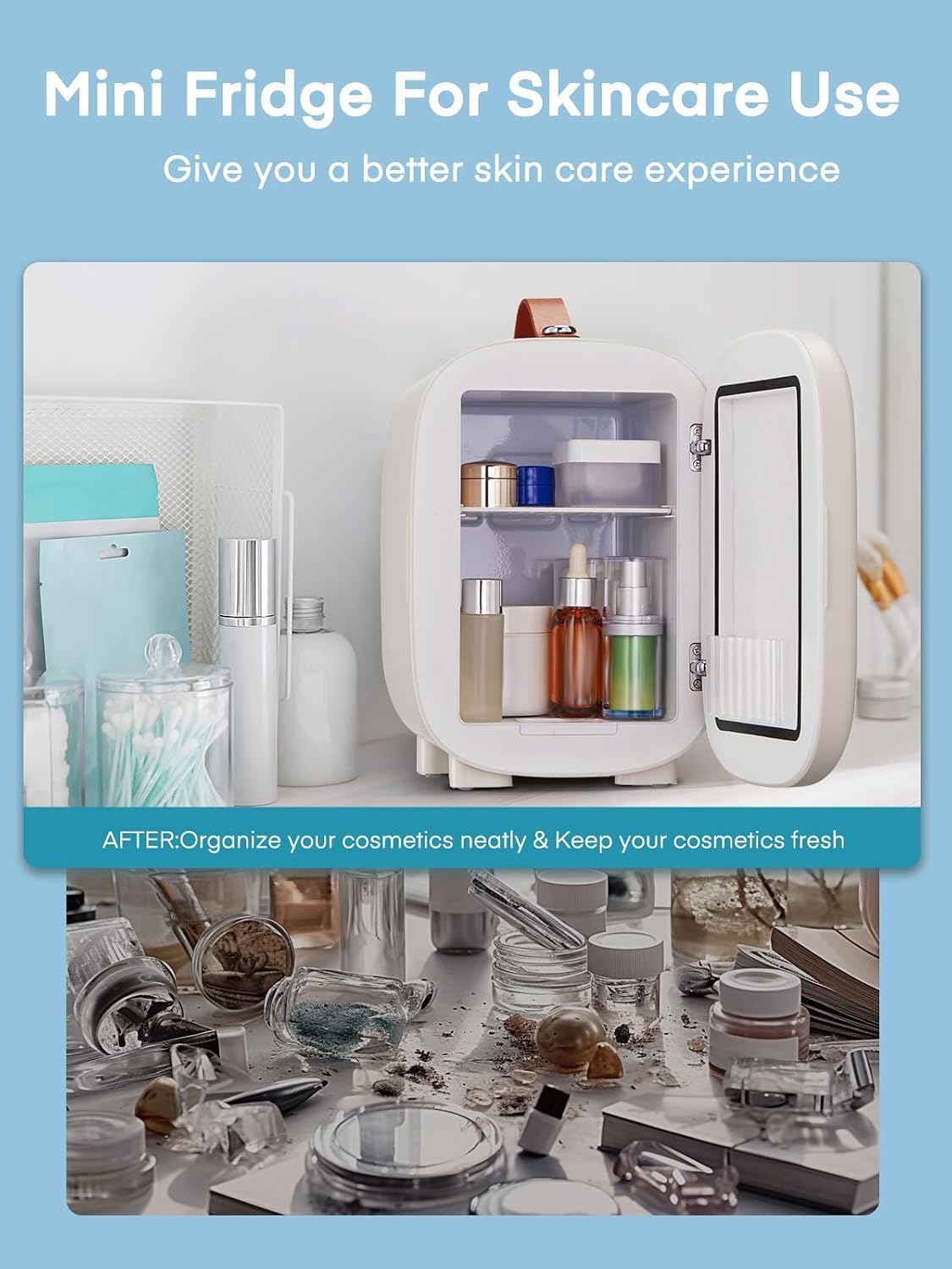 Detalle de FOHERE Mini Fridge 5L: Portable Cooler & Warmer for Desk, Bedside and On-the-Go