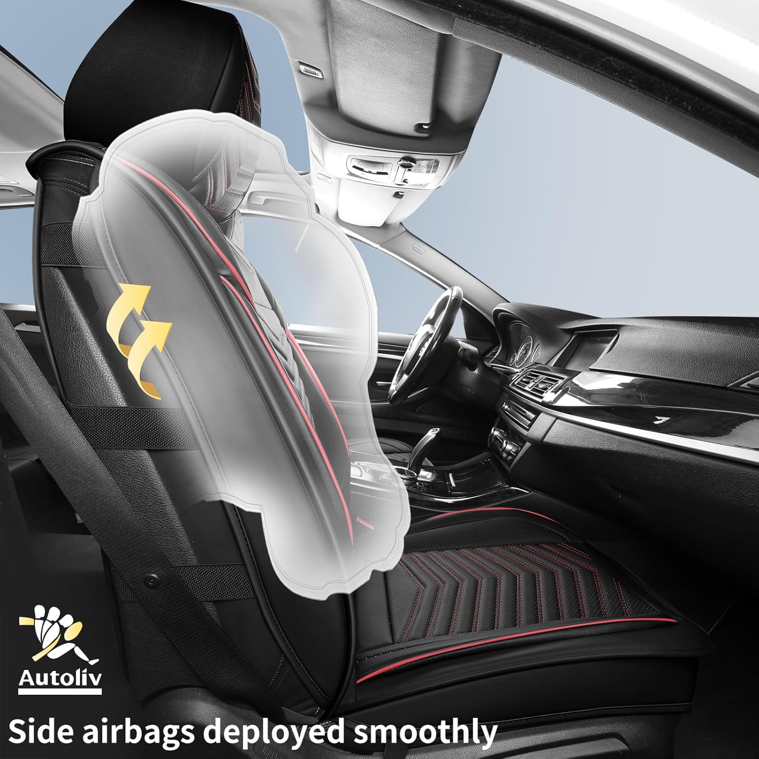 Thumbnail 2 de HChengkikz Nappa Leather Car Seat Covers Full Set — Waterproof, Airbag Compatible, Universal Fit