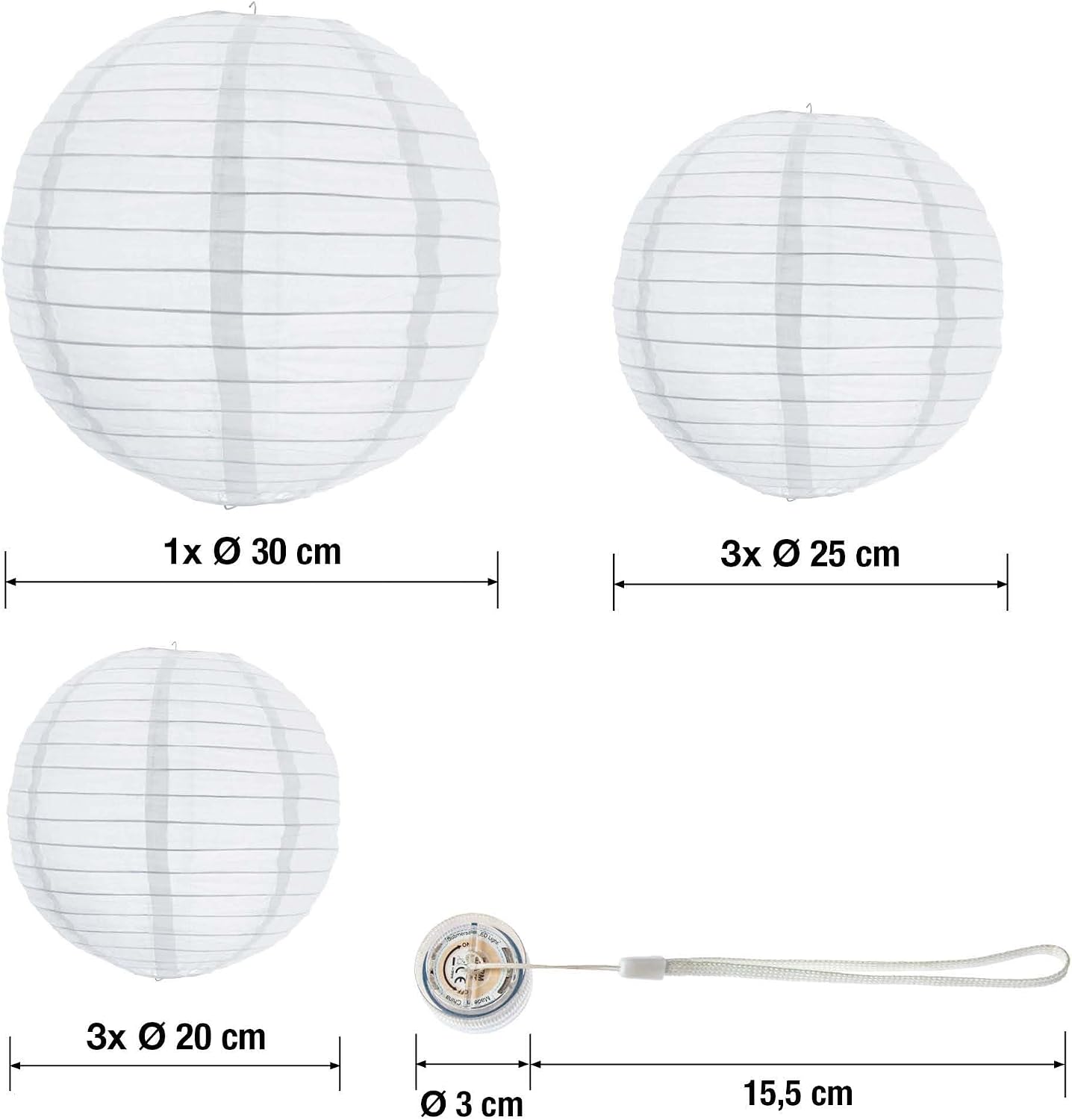 Detalle 2 de Hellum 150889 – zestaw 7 lampionów zewnętrznych LED, ciepłe światło i pilot