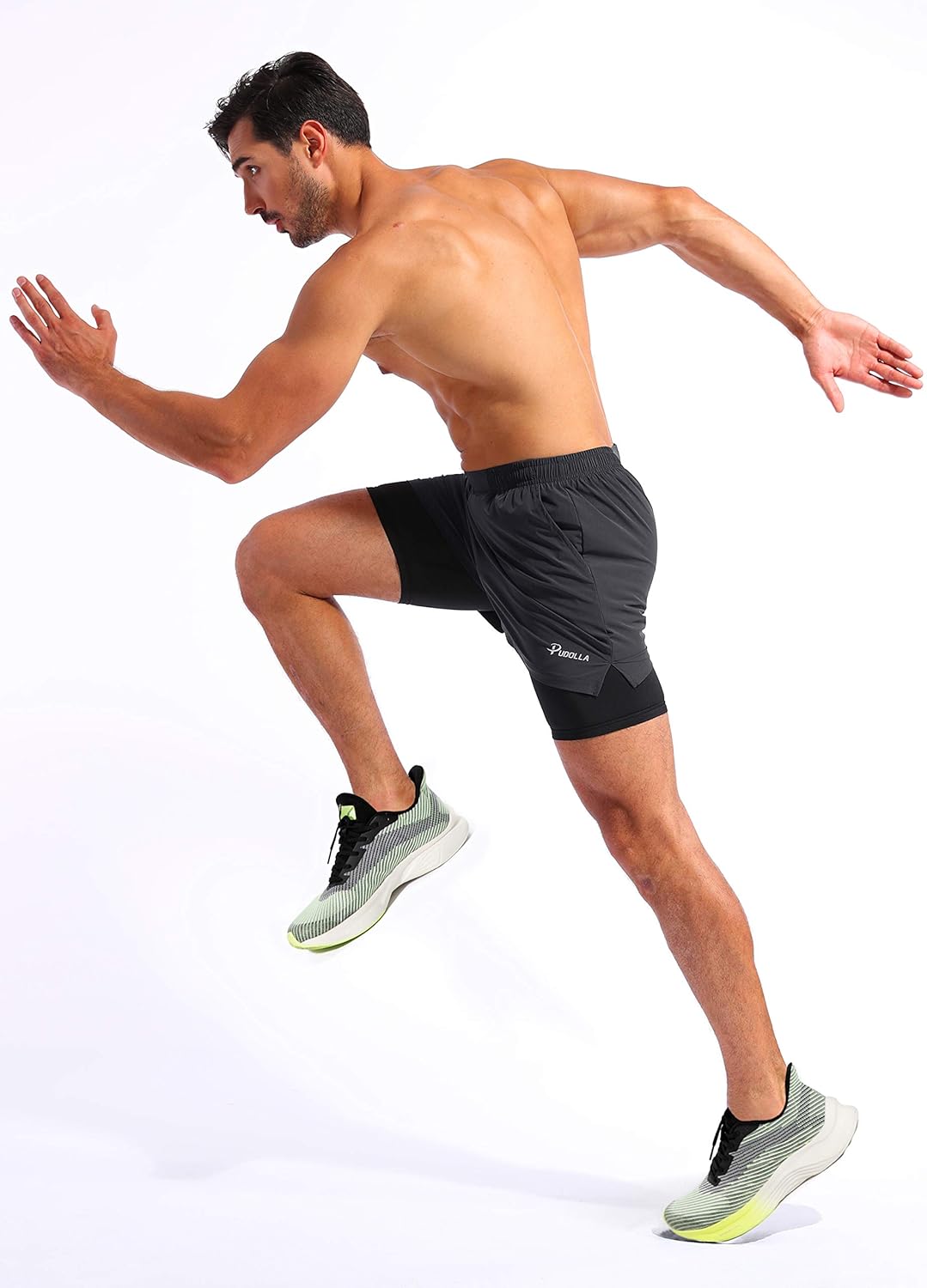 Thumbnail 5 de Pudolla Men’s 2 in 1 Running Shorts 5" Quick Dry with Phone Pockets