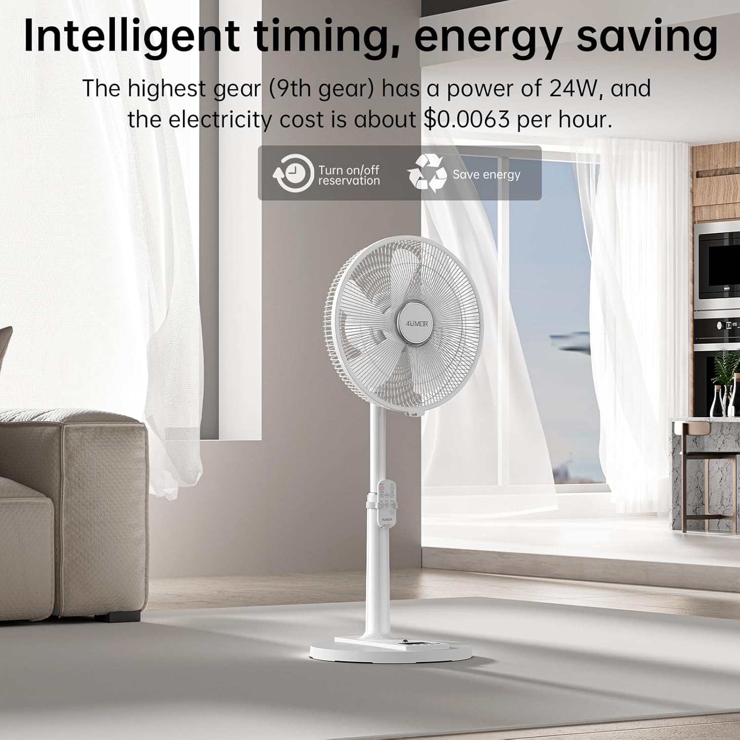 Thumbnail 4 de 4UMOR Ventilateur sur pied ultra silencieux 20 dB 2772 m³/h avec télécommande 2772 m³/h, moteur DC brushless et oscillation