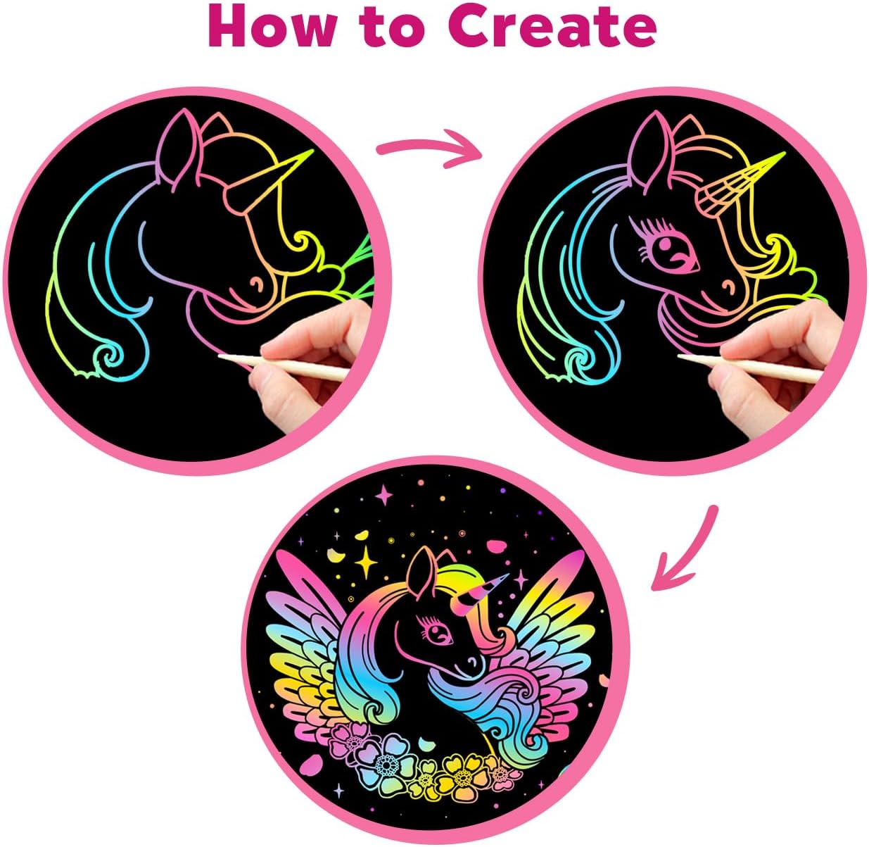 Detalle 2 de ZMLM Scratch Art 100pcs Rainbow Paper for Kids ๐จ