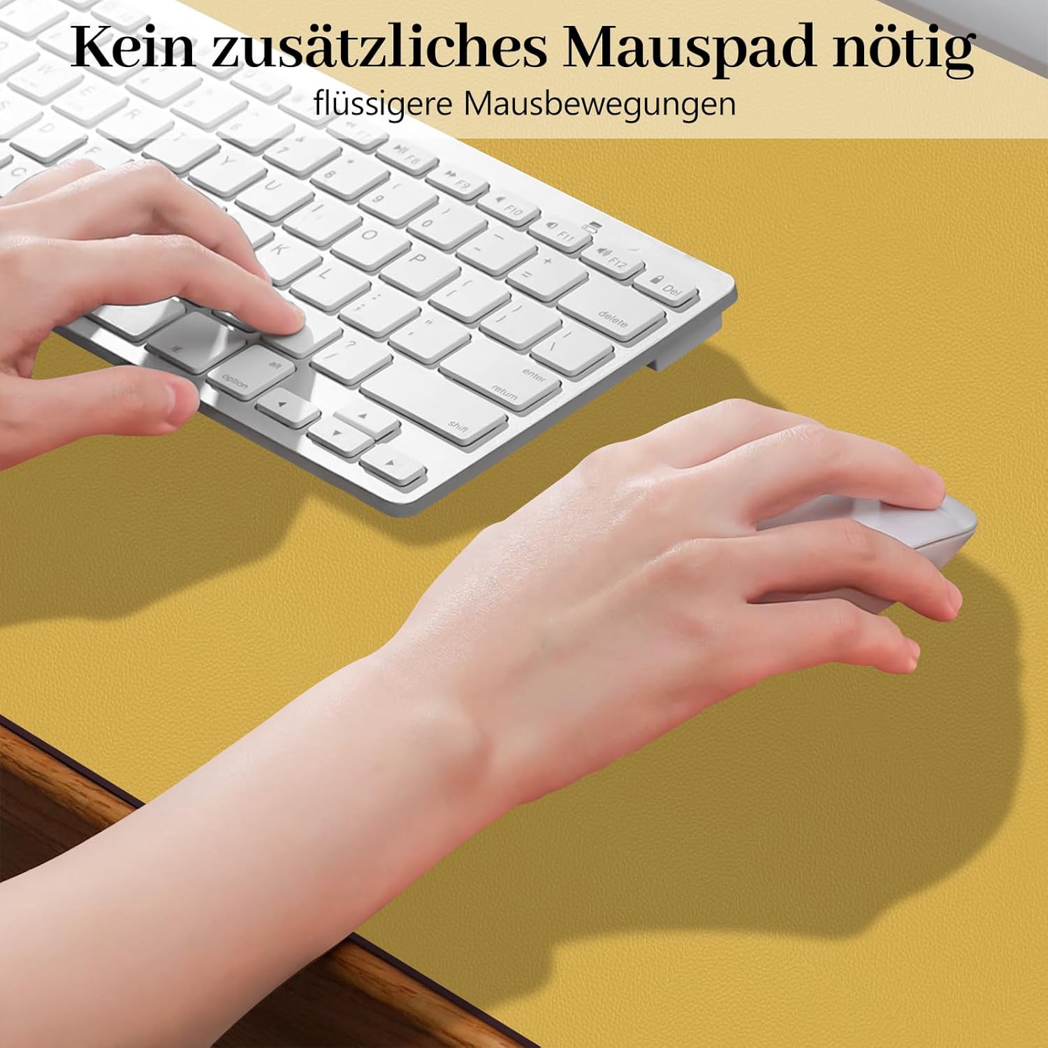 Thumbnail 3 de Sevenpers Schreibtischunterlage aus Leder, doppelseitig und wasserdicht (80 × 40 cm) – Dunkelblau/Gelb