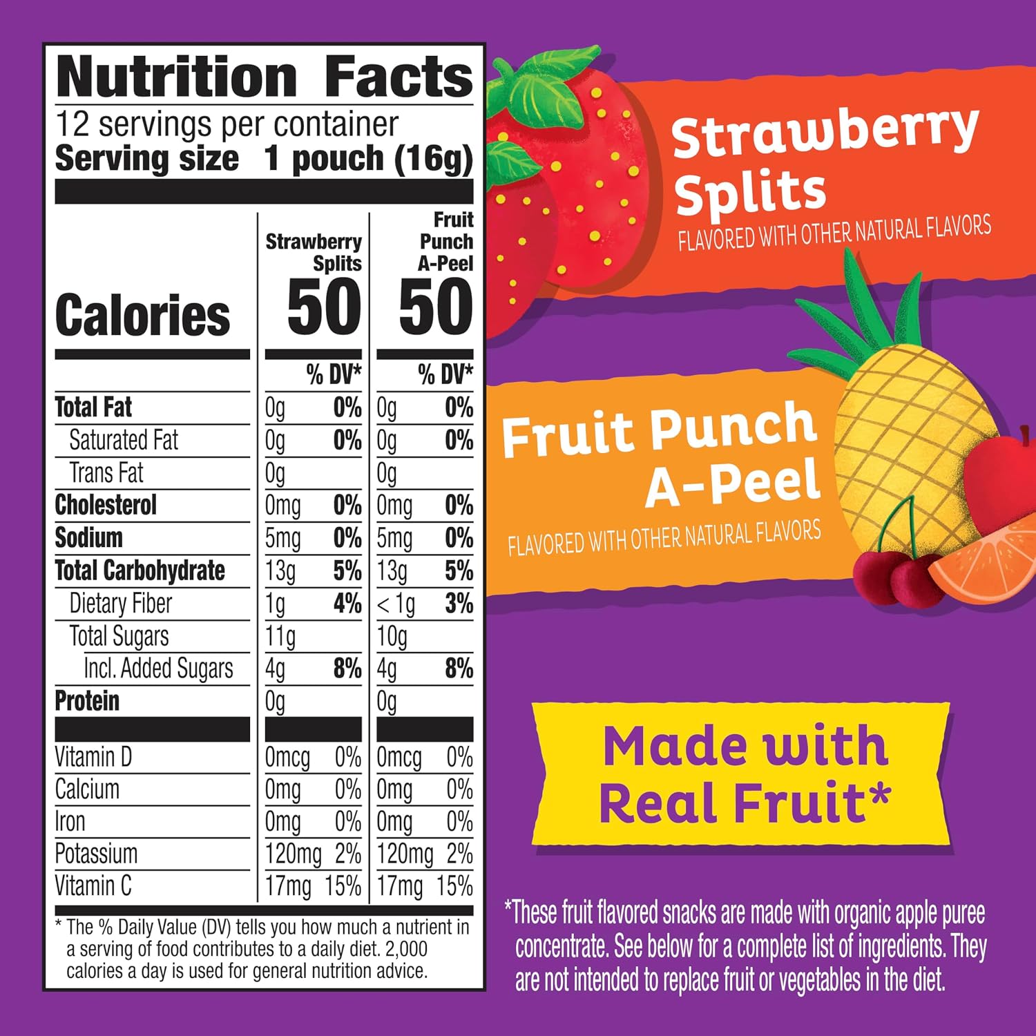 Detalle de Annie’s Organic Fruit Peel-A-Parts, 12-Count Strawberry & Fruit Punch Snacks