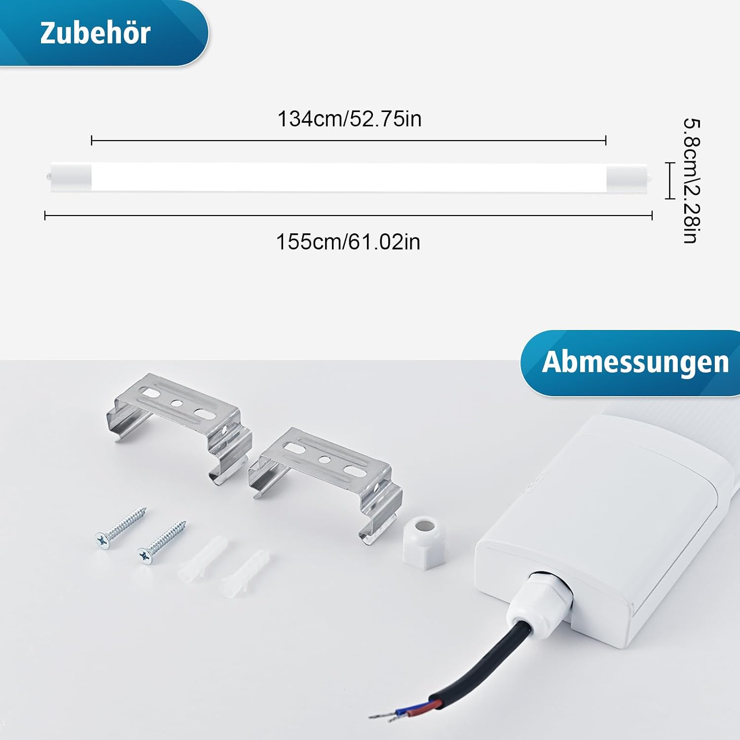 Thumbnail 6 de Fynokst LED Feuchtraumleuchte 150 cm – IP65, 48 W, 5400 lm, 3 Farbtemperaturen