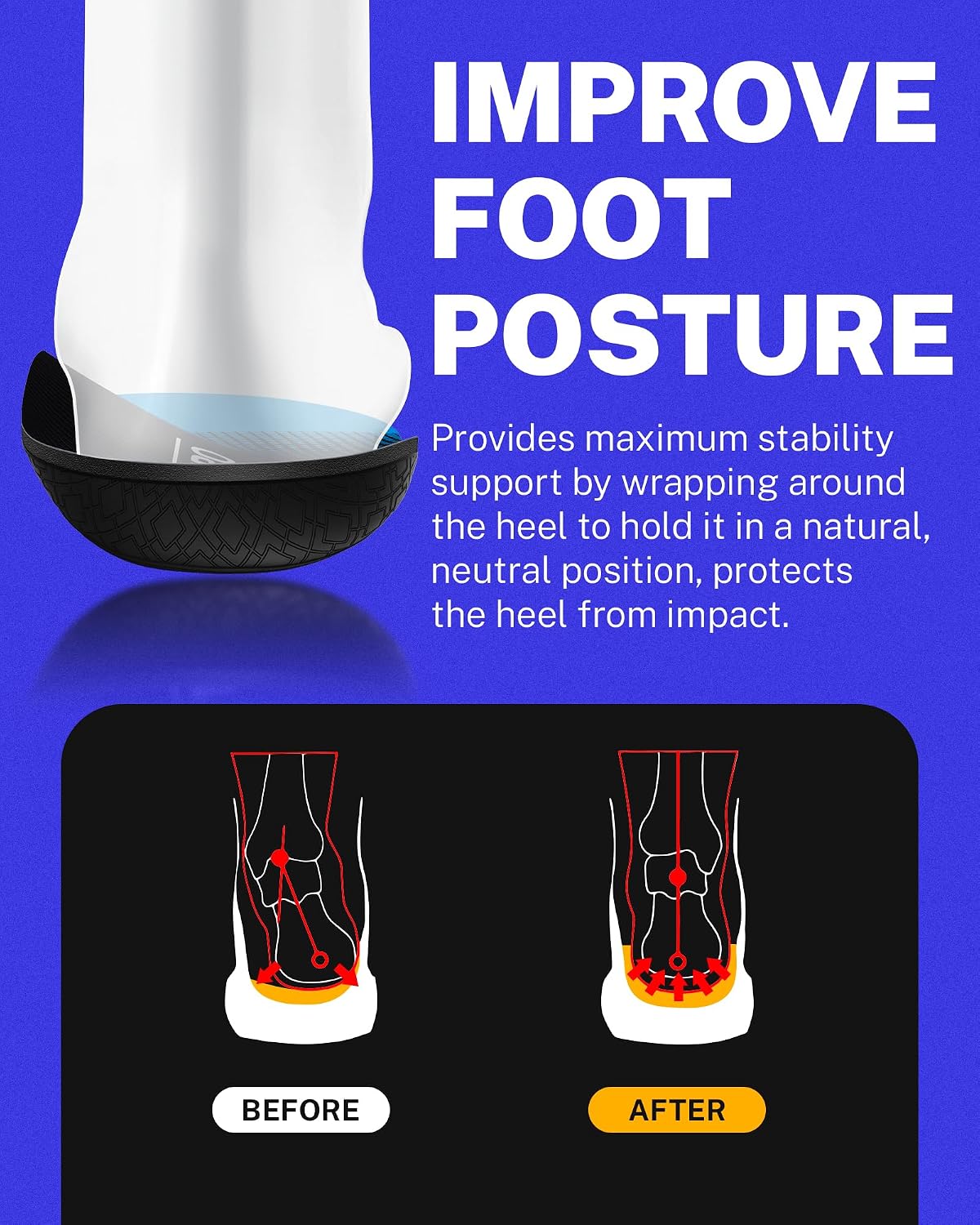 Detalle de WalkHero Arch Support Insoles, Men's 12-12 1/2