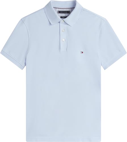 Detalle 2 de Tommy Hilfiger Uomo Maglietta Polo Maniche Corte Slim Fit 1985 in Breezy Blue, M