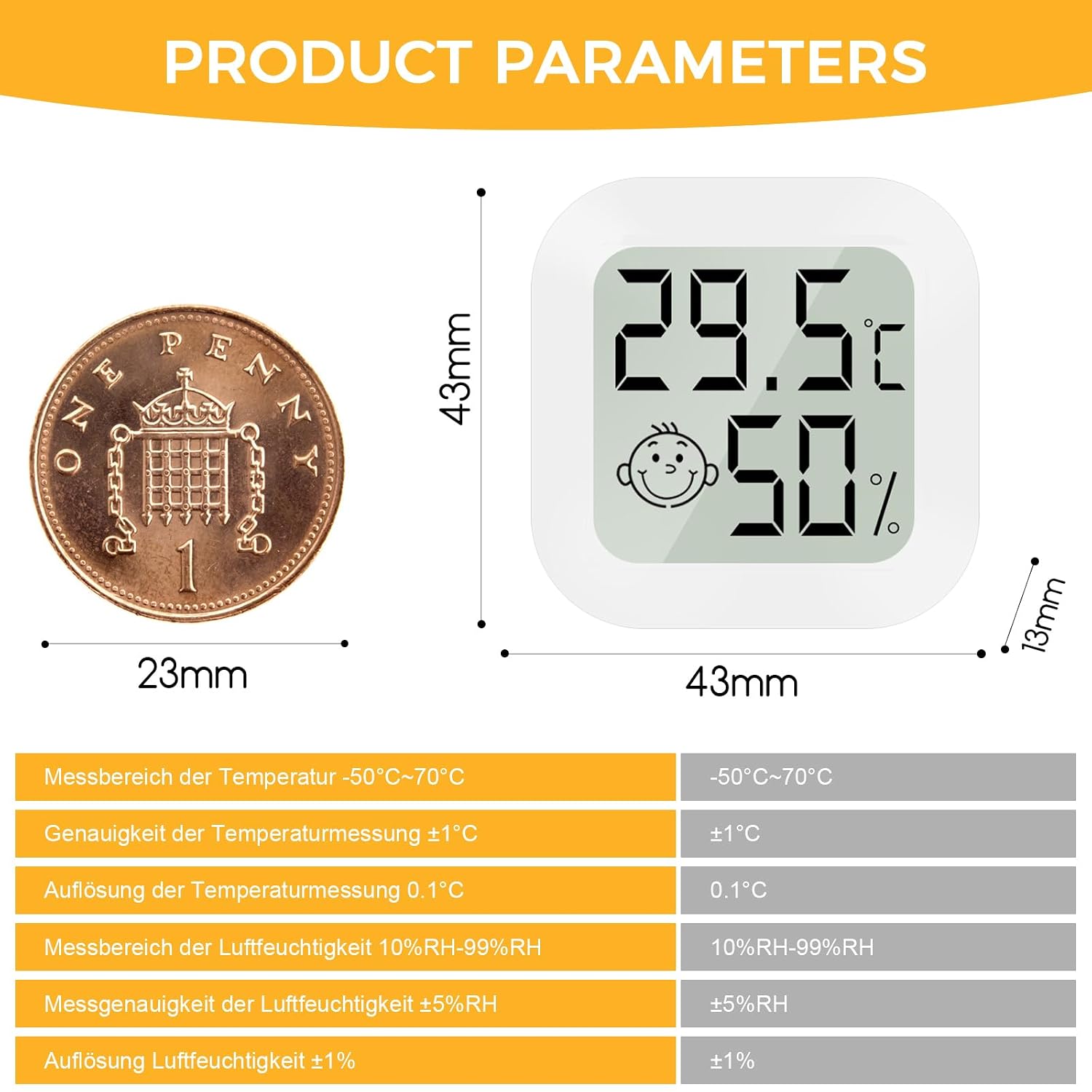 Detalle 2 de CNMTCCO Thermometer – 4 Stück Hygrometer Innen, kompakte Raumklima-Messgeräte