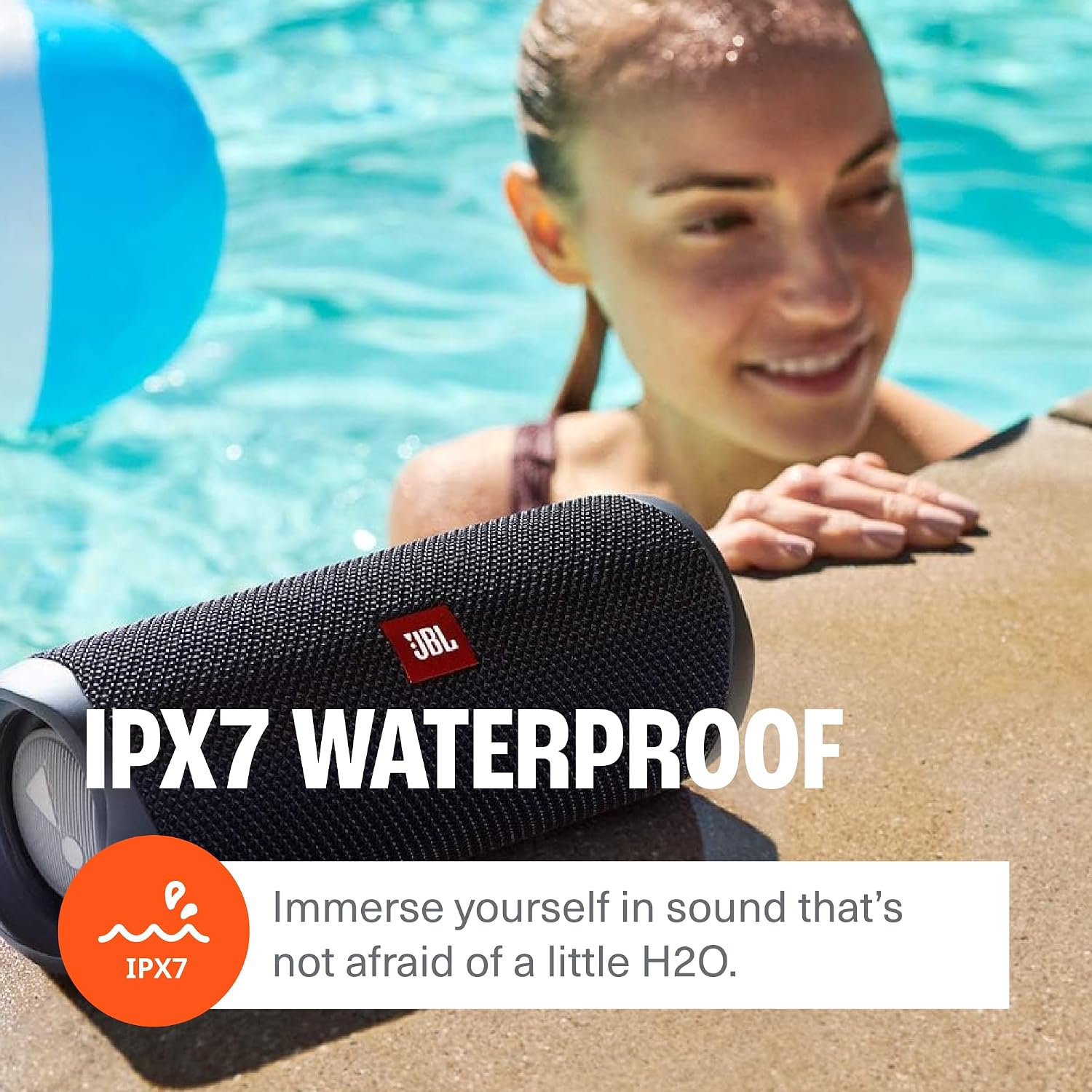 Detalle de JBL Flip 5 Wireless Portable Bluetooth Speaker (Black) — IPX7 Waterproof, 12 Hours, PartyBoost