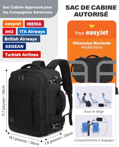 Thumbnail 2 de VANKEV Bagage Cabine 45x36x20 cm – Sac à Dos Voyage TSA Approuvé pour EasyJet