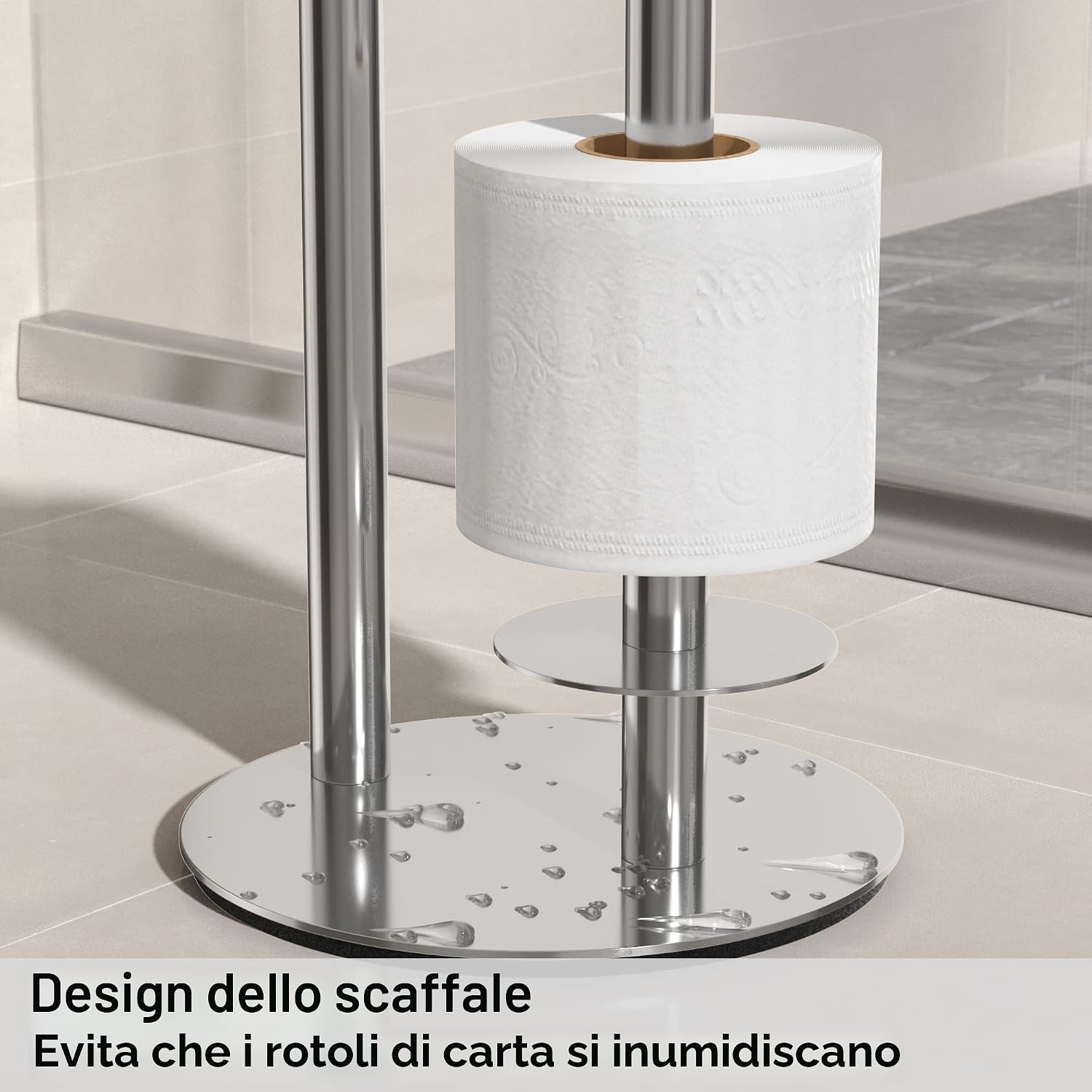 Detalle de Porta carta igienica in acciaio inox con dispenser per 3 rotoli