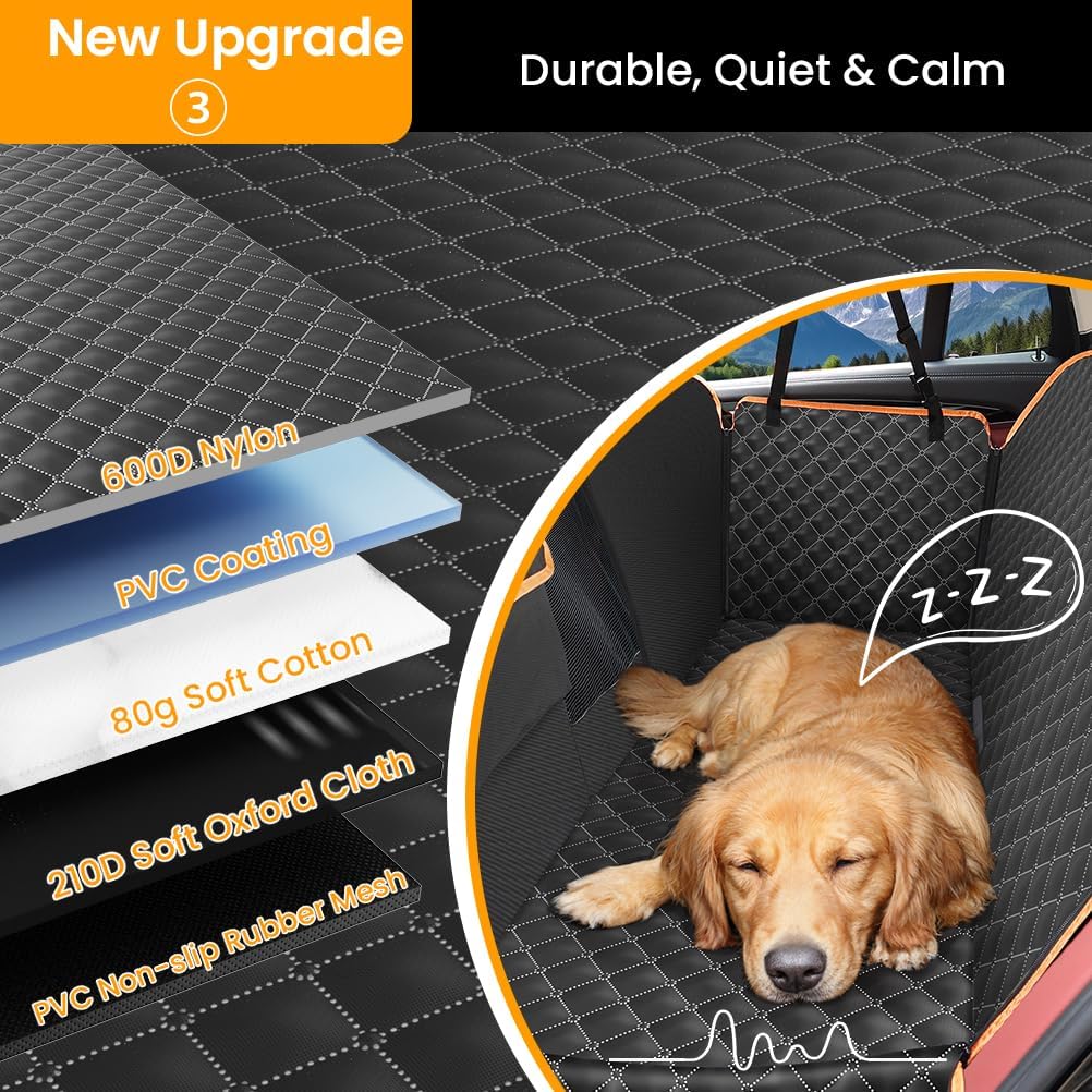 Detalle de KYG 5-in-1 Waterproof Dog Car Seat Cover with Hammock Design, Universal Fit 53" x 58
