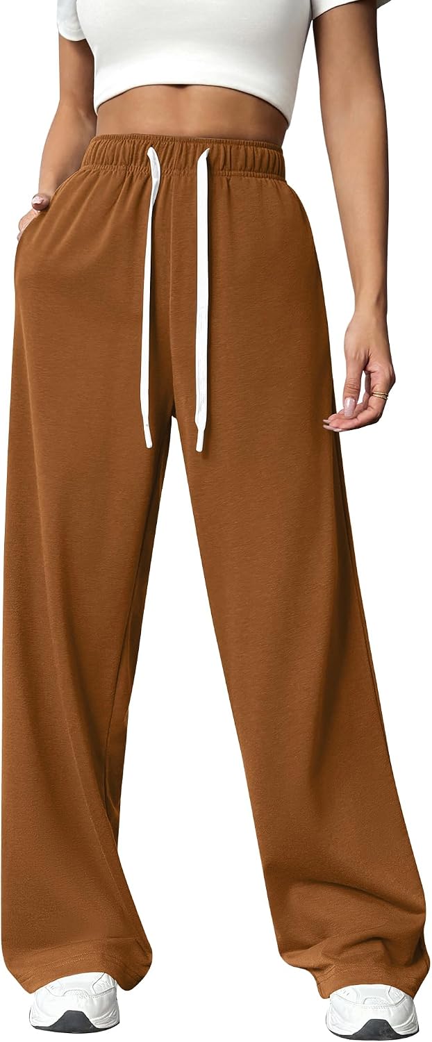 Detalle 2 de PINSPARK Women's Wide-Leg Sweatpants with High Waist, Drawstring and Pockets