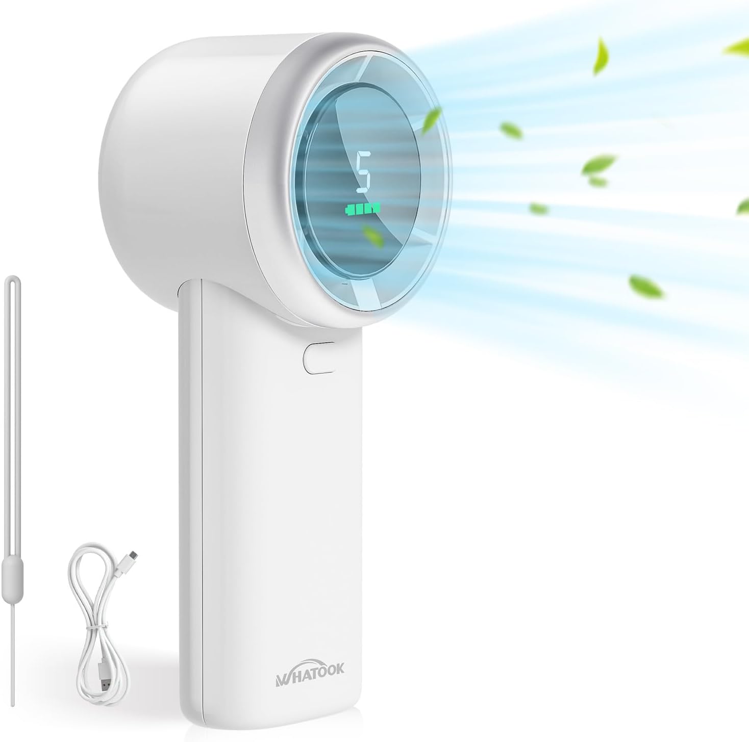 Thumbnail 6 de WHATOOK Handheld Turbo Fan – USB Rechargeable Mini Portable Fan with 5 Speeds and Digital Display