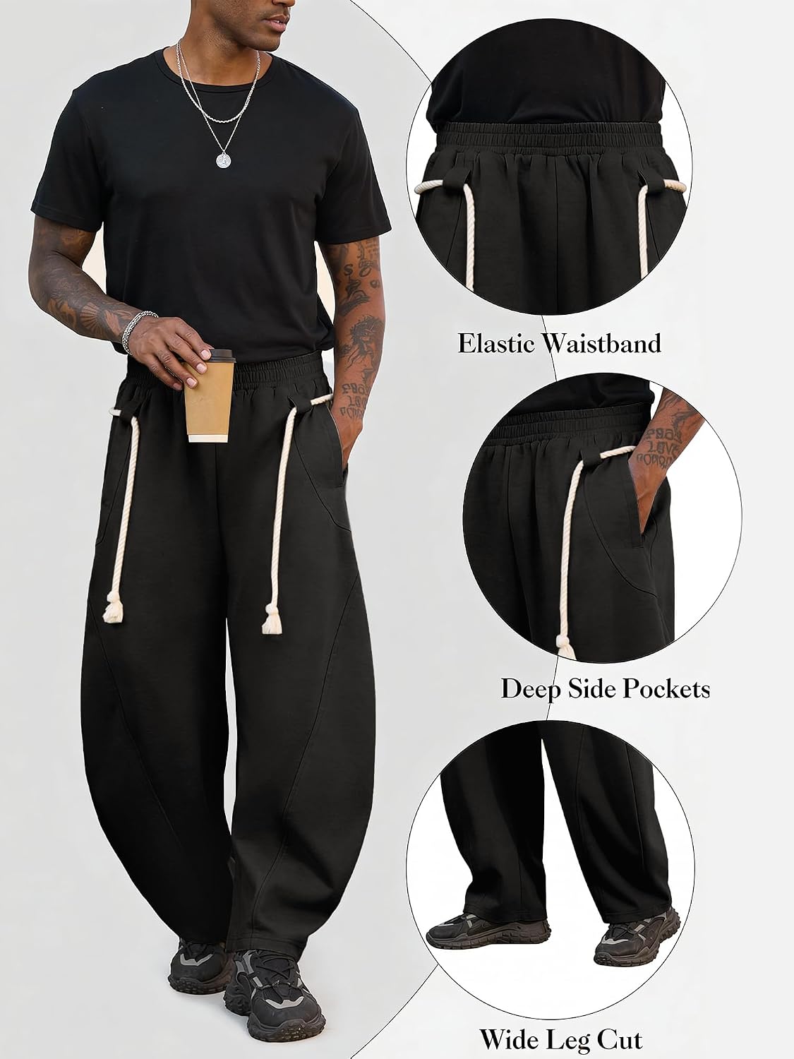 Detalle 2 de PLEPAN Baggy Sweatpants with Elastic Waist