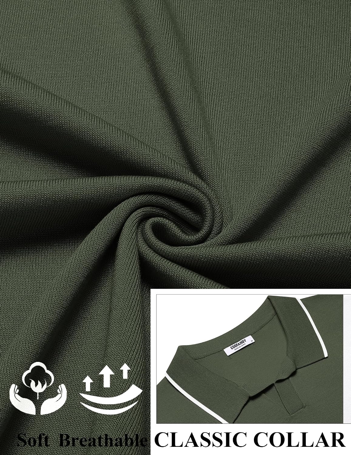 Thumbnail 6 de COOFANDY Men's Polo Shirt - Short Sleeve Knit Polo with Vintage Golf Charm