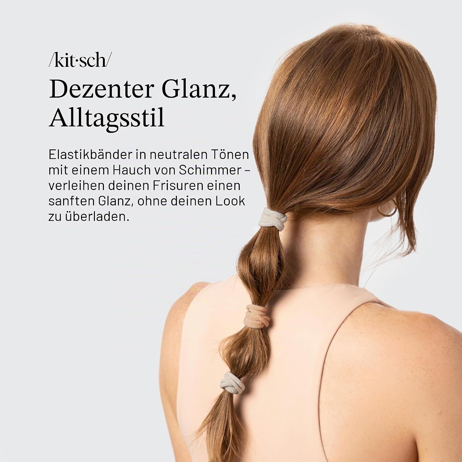 Detalle de Kitsch Nylon-Haargummis ohne Haarschäden – Dehnbare Zopfgummis, 12 Stück