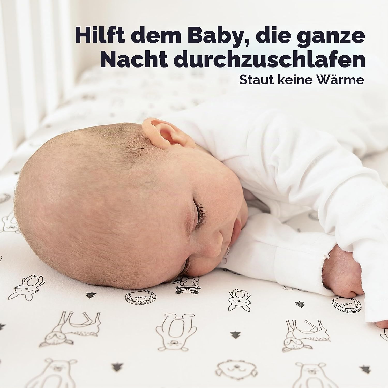 Detalle de Baby Spannbettlaken 70x140 im 2er-Pack – atmungsaktives Jersey-Baumwoll-Spannbettlaken für Baby- und Kleinkindbetten (Woodland)