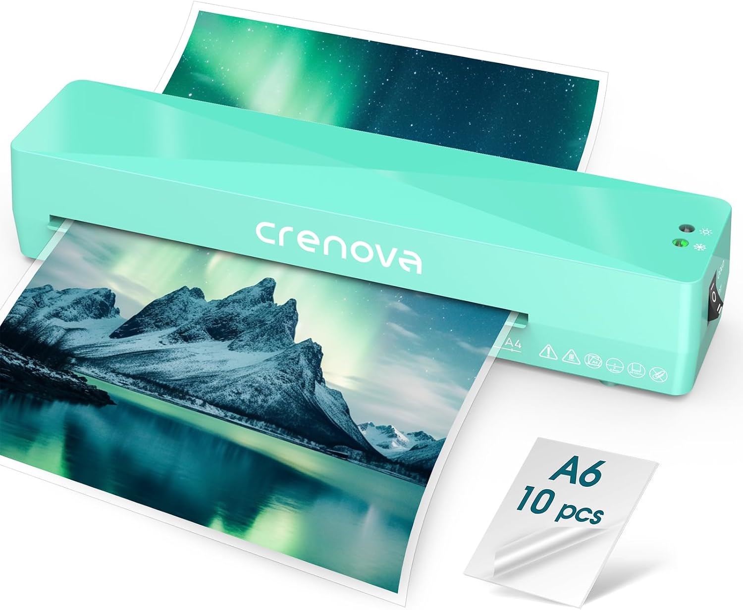 Detalle de Crenova A4 Laminator, Hot and Cold Modes, 9-Inch Inlet, 10 Sheets