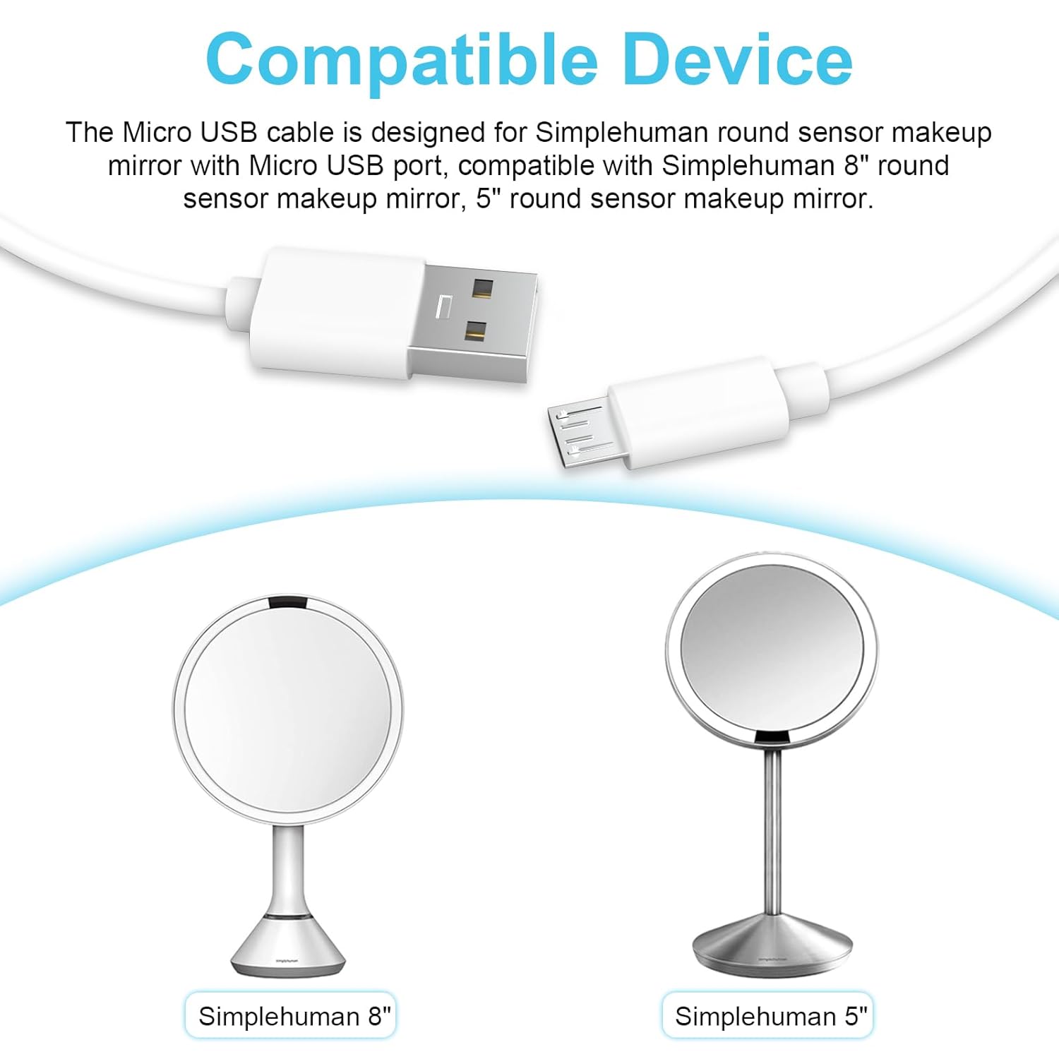 Thumbnail 1 de Zosvoses Micro USB Charging Cable for Simplehuman Mirrors (5ft)
