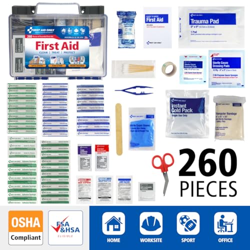 Detalle de First Aid Only 91248 OSHA-Compliant First Aid Kit — All-Purpose 50-Person Emergency Kit (260 Pieces)