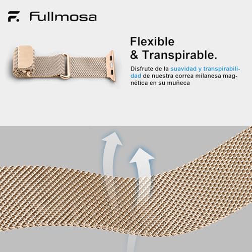 Detalle 2 de Fullmosa Correa magnética Milanese Loop para Apple Watch 42mm/41mm/40mm/38mm (acero inoxidable) Oro Rosa