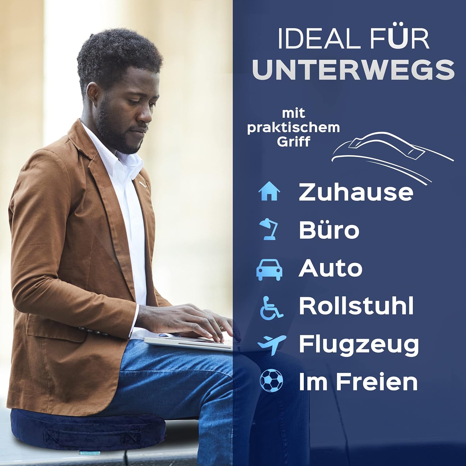 Thumbnail 6 de bonmedico Sitzkissen orthopädisch – Memory Foam Gel, 48×36×9,5 cm