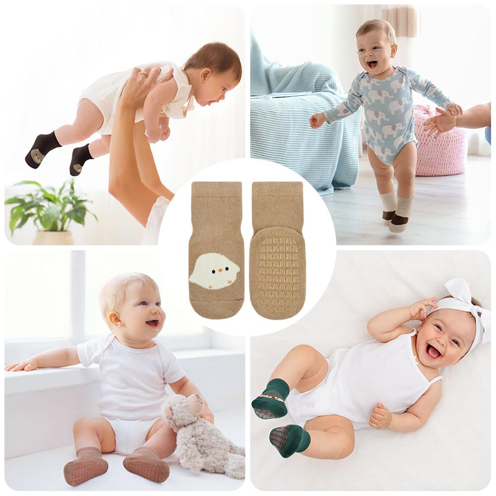 Detalle 2 de Vicloon Rutschfeste Baby-Socken – 5 Paar Baumwolle, rutschhemmend, 6–12 Monate bis 3–5 Jahre