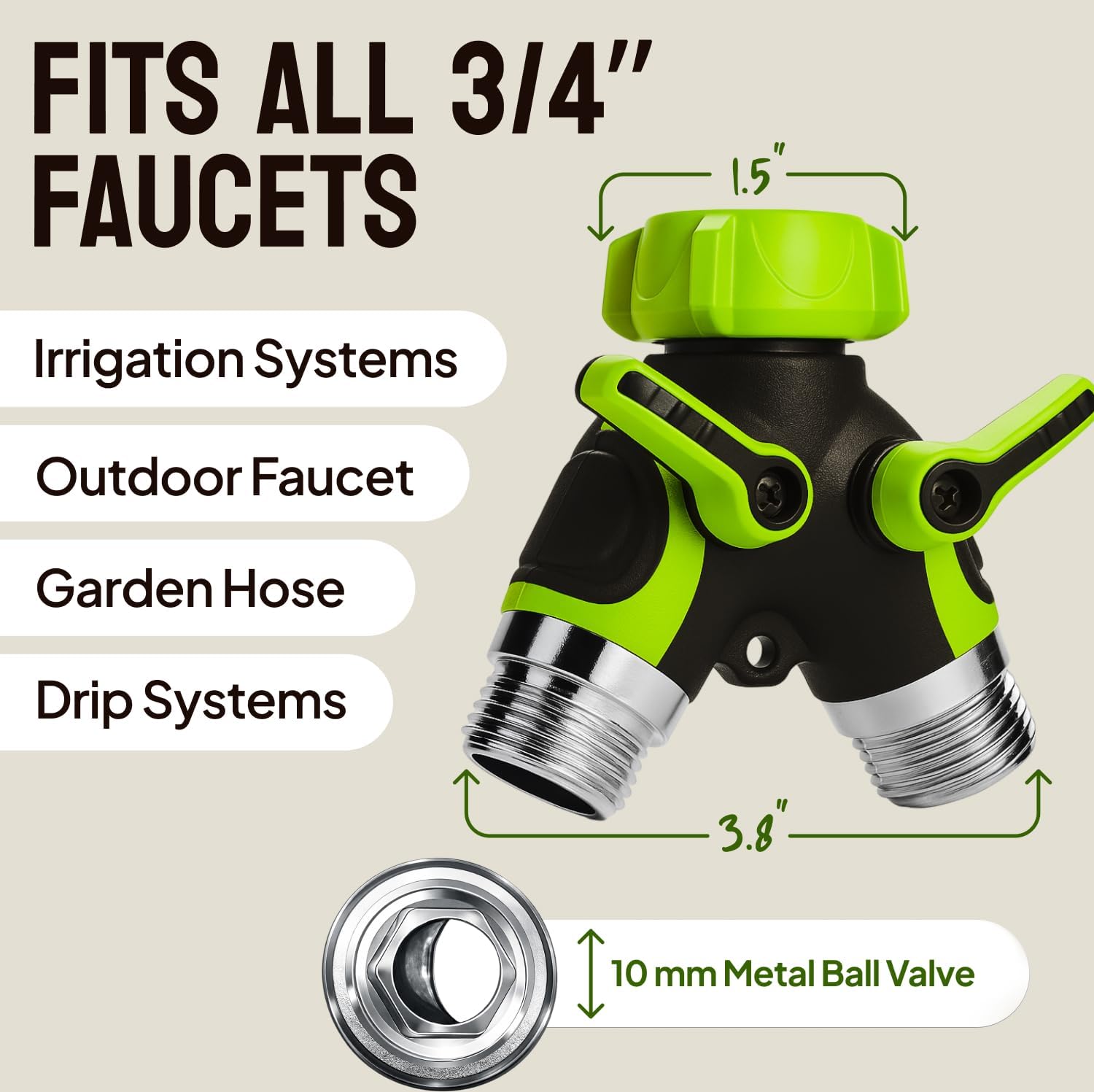 Detalle 1 de Craft911 GHSV-01 2-Way Garden Hose Splitter with Independent Shutoff Valves