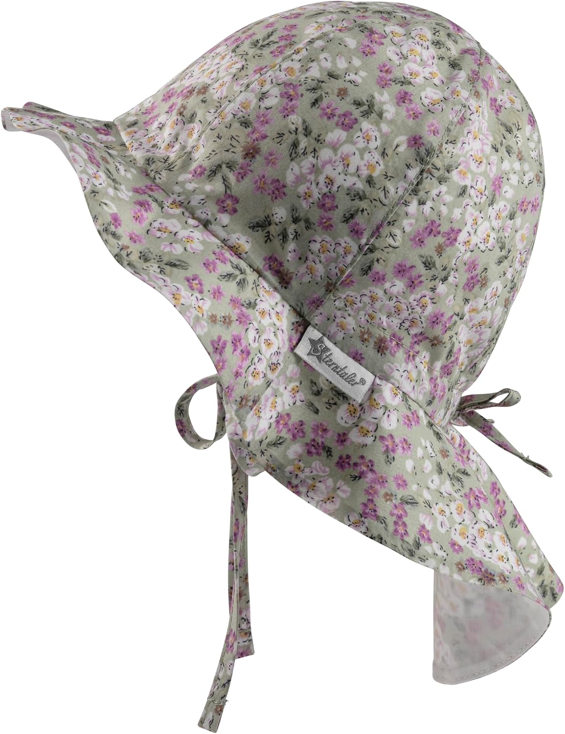 Detalle de Sterntaler Sonnenhut Millefleurs mit Nackenschutz – UV30, Bio-Batist gefüttert, Bindeband & Größenregulierungsband