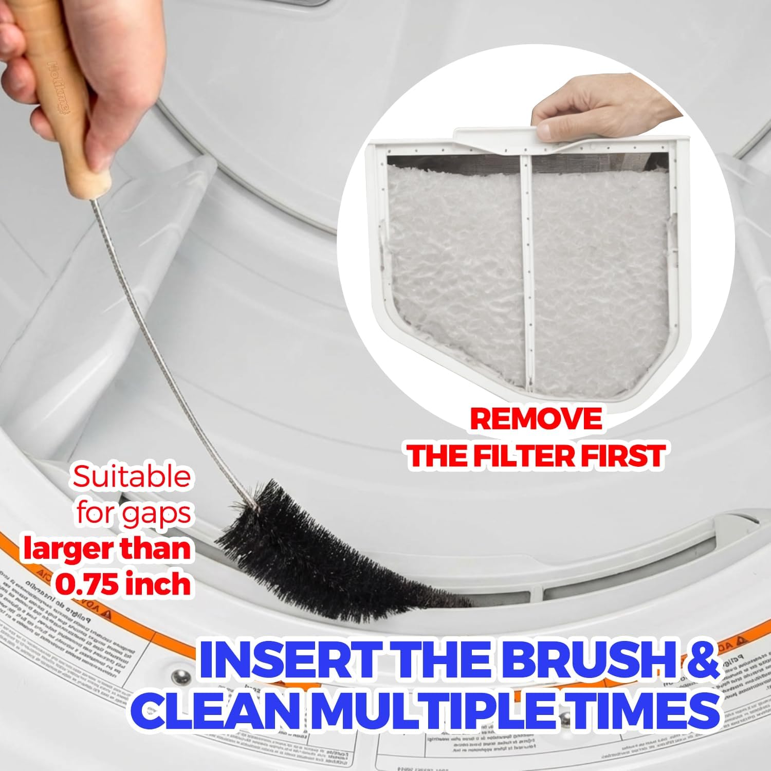 Thumbnail 1 de Holikme Dryer Vent Cleaner Kit: 3-Piece Replacement Lint Brush Set for Dryer Vents and More